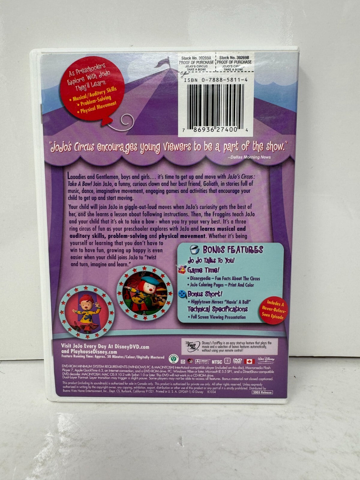 Jojo's Circus: Take A Bow (DVD) Disney Good Condition!!!