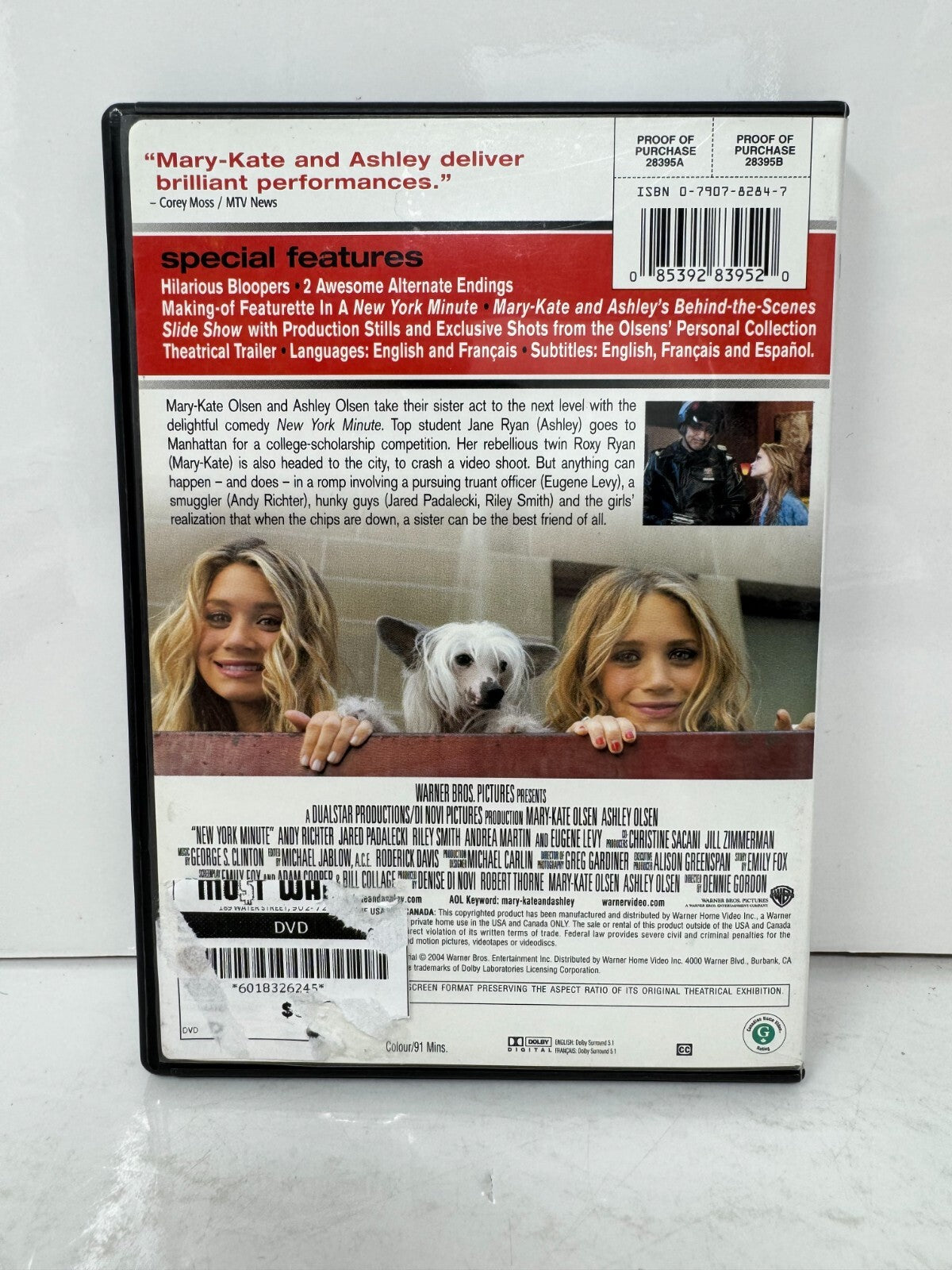 Mary-Kate & Ashley Olsen New York Minute (DVD) Family Good Condition!!!