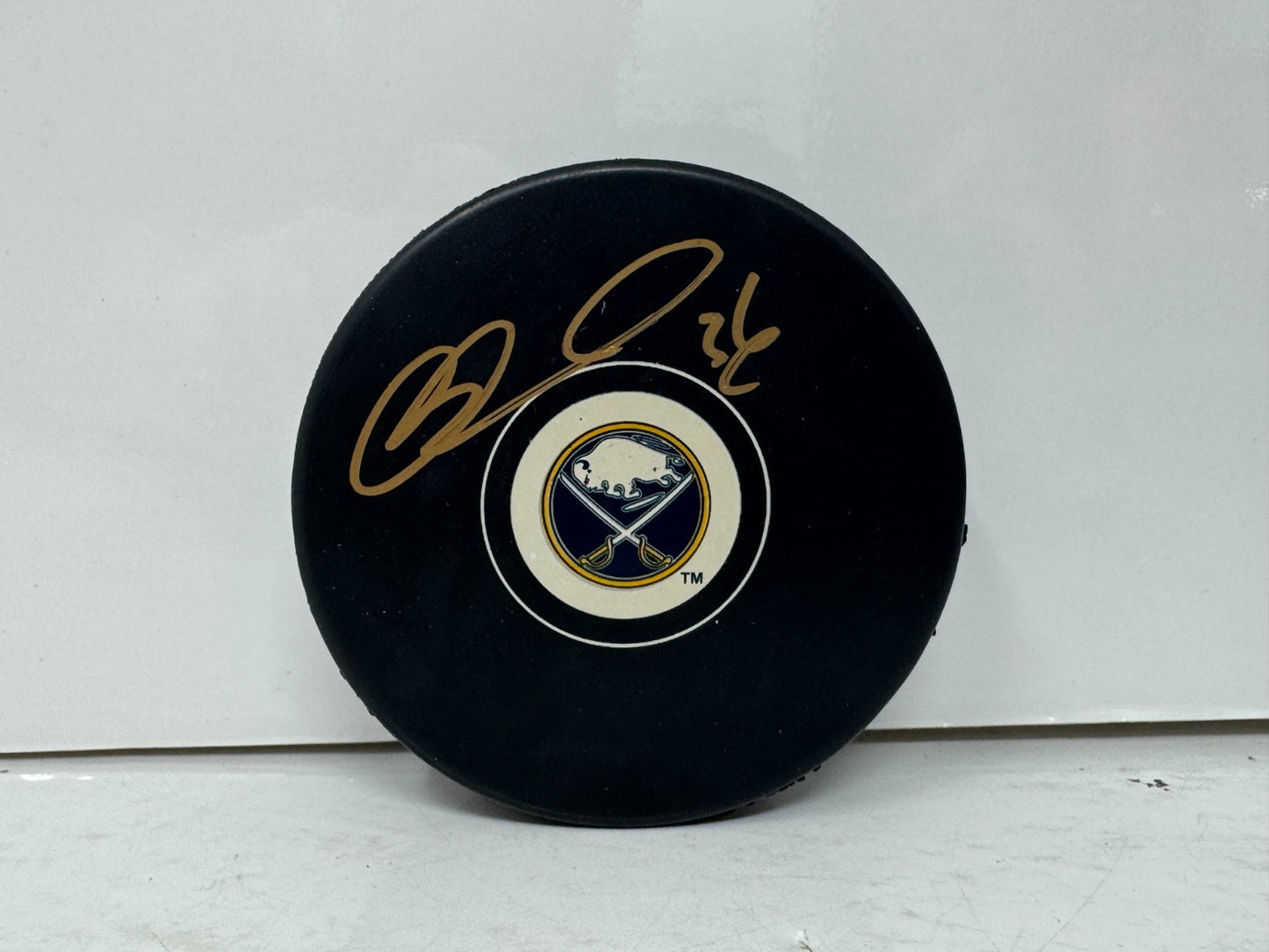 Matthew Barnaby Buffalo Sabres Signed NHL Autograph Puck Gold Auto