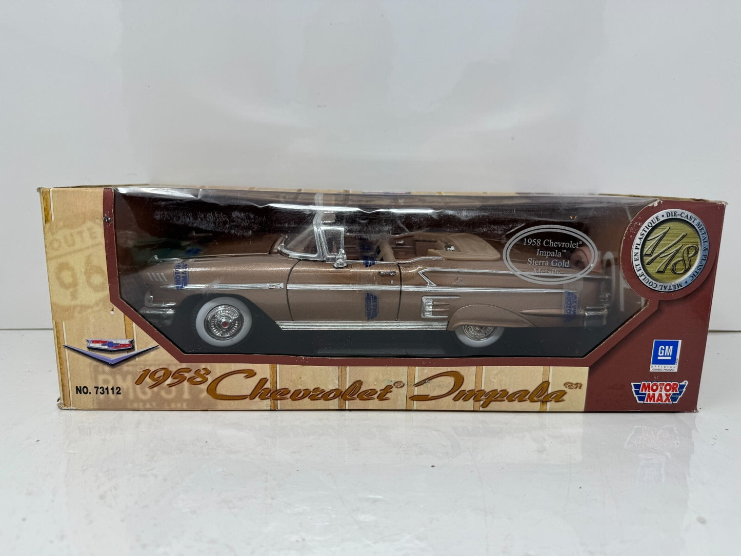 Motormax 1958 Chevrolet Impala Sierra Gold Metallic 1:18 Diecast