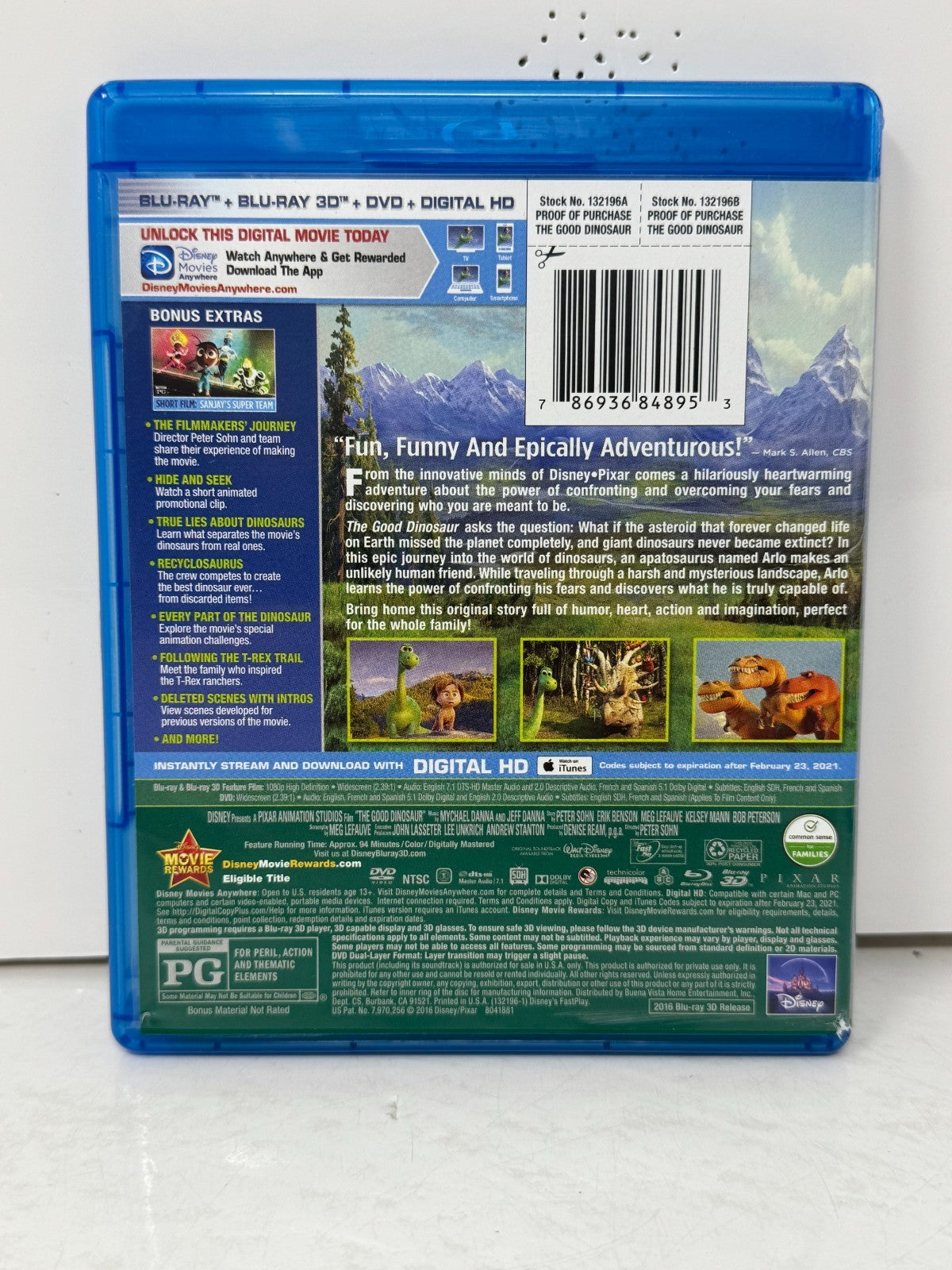 The Good Dinosaur (3D Blu-ray) Disney Pixar Family Adventure Animation