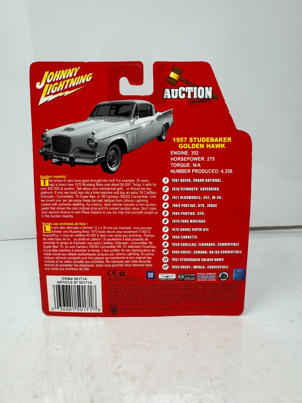 Johnny Lightning Auction Insanity 1957 Studebaker Golden Hawk 1:64 Diecast