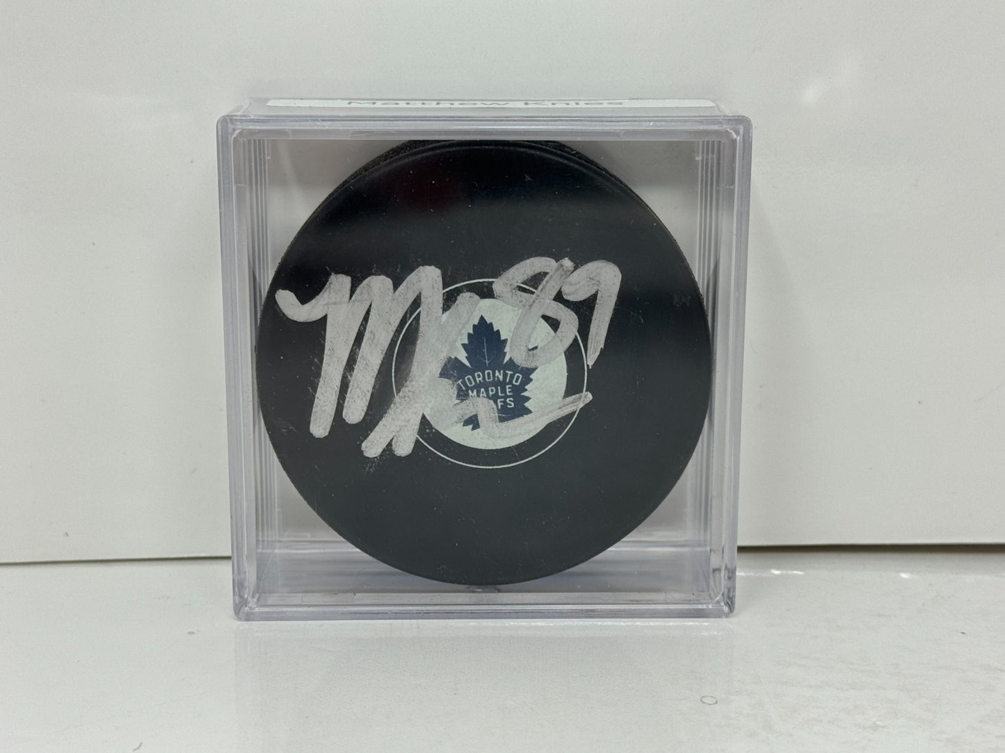 Matthew Knies Toronto Maple Leafs Signed NHL Autograph Puck Silver Auto
