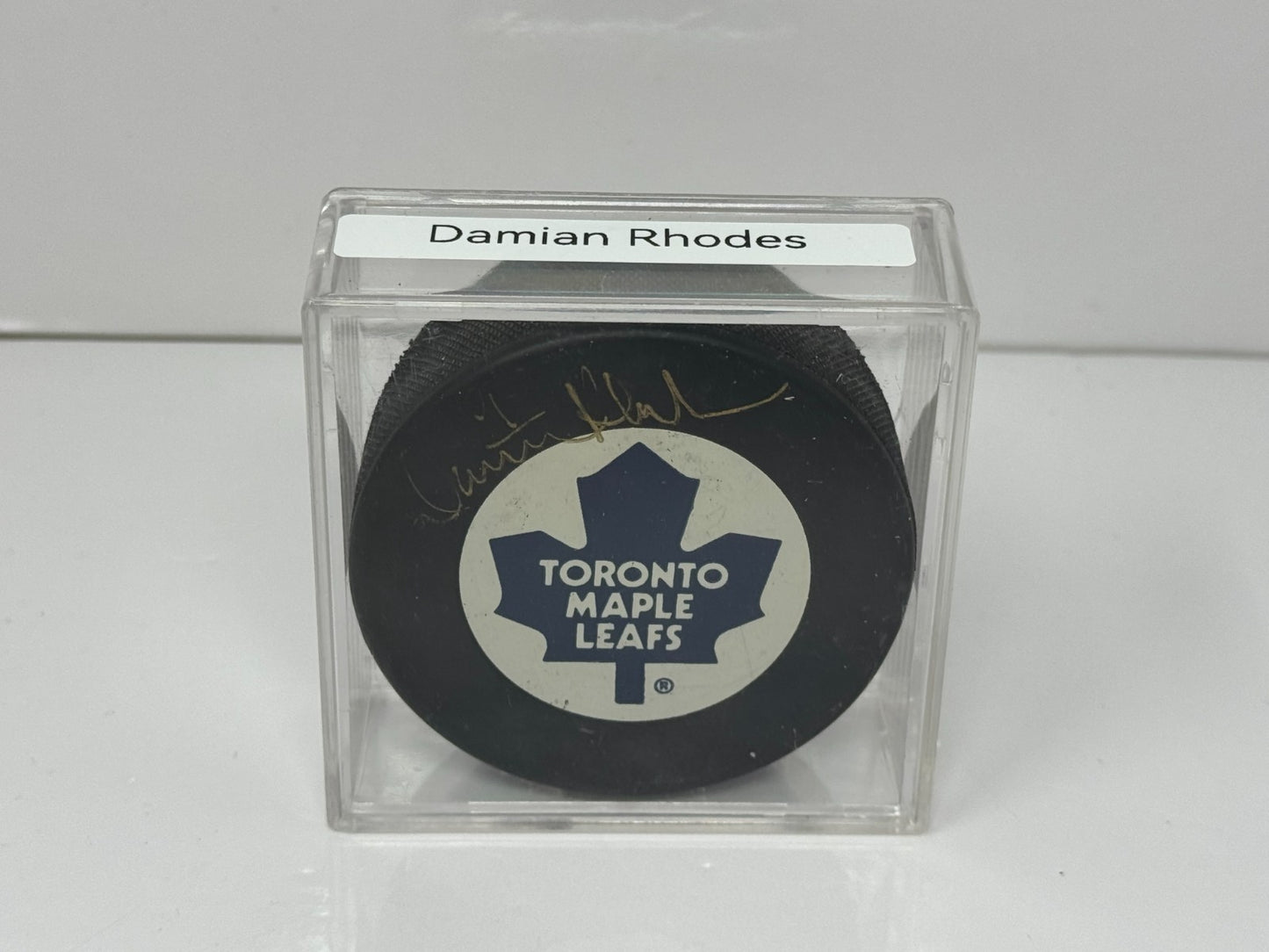 Damian Rhodes Toronto Maple Leafs Signed NHL Autograph Puck Gold Auto