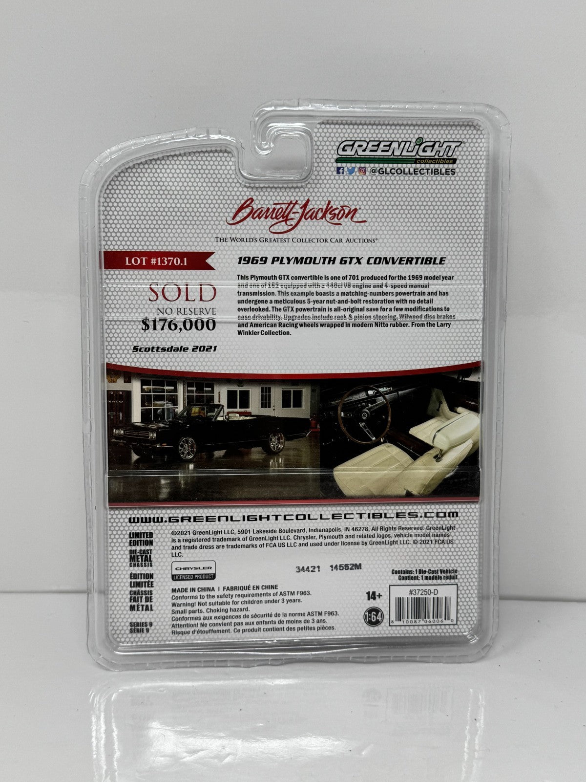 Greenlight Barrett-Jackson 1969 Plymouth GTX Convertible 1:64 Diecast