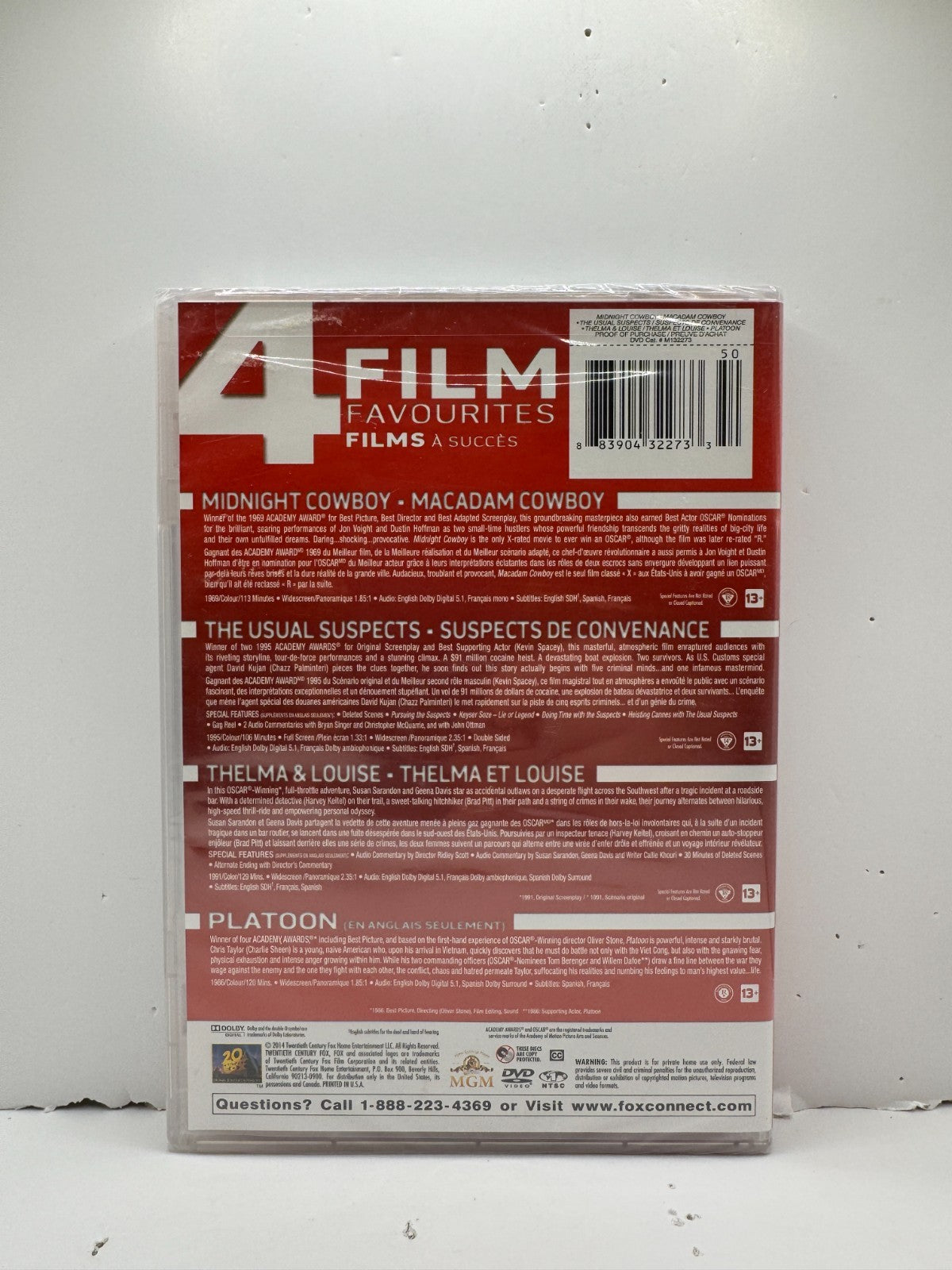 Midnight Cowboy - Thelma & Louise - Usual Suspects - Platoon - (DVD) 4-Films