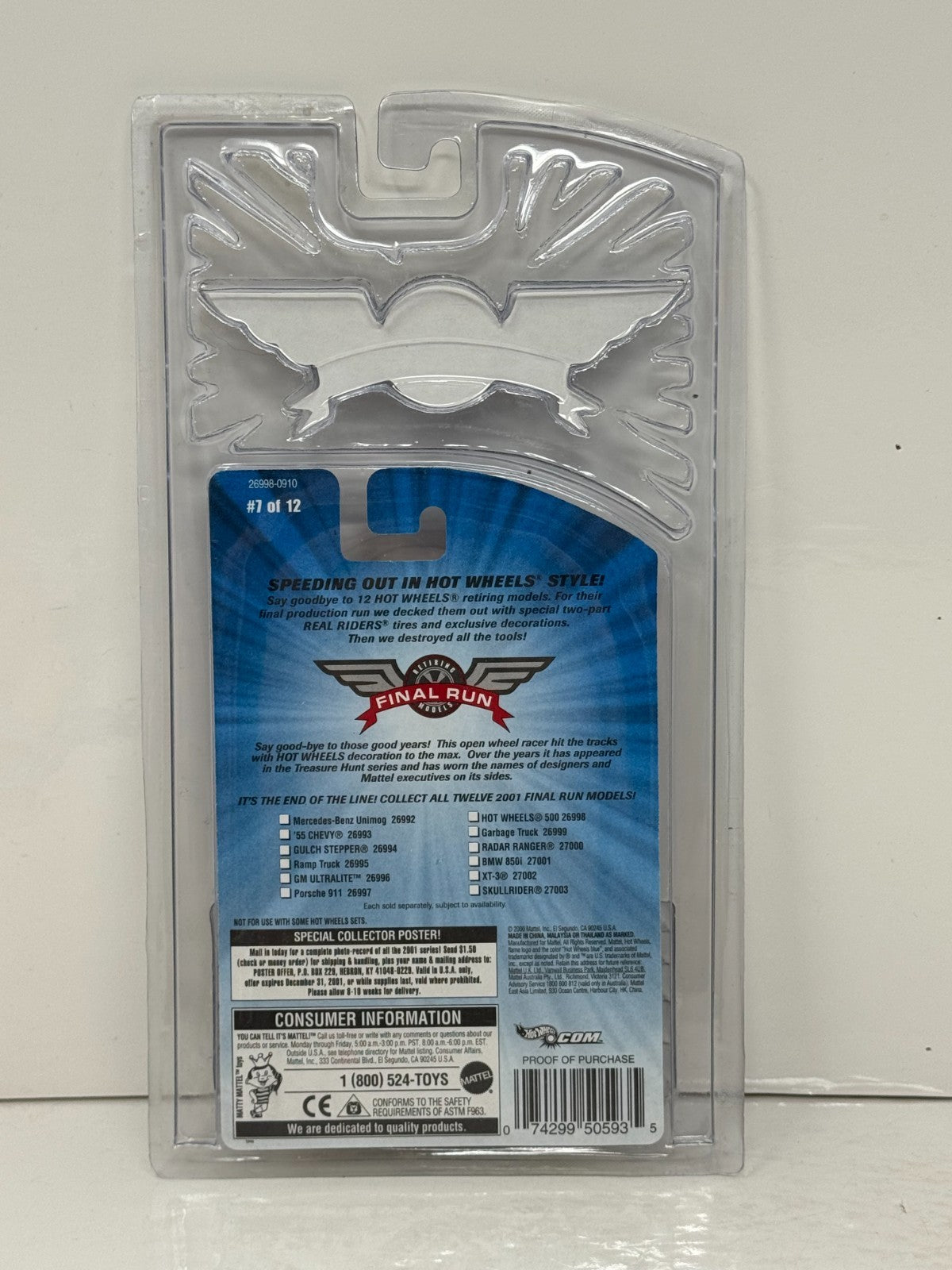 Hot Wheels 2001 Final Run Hot Wheels 500 1:64 Diecast