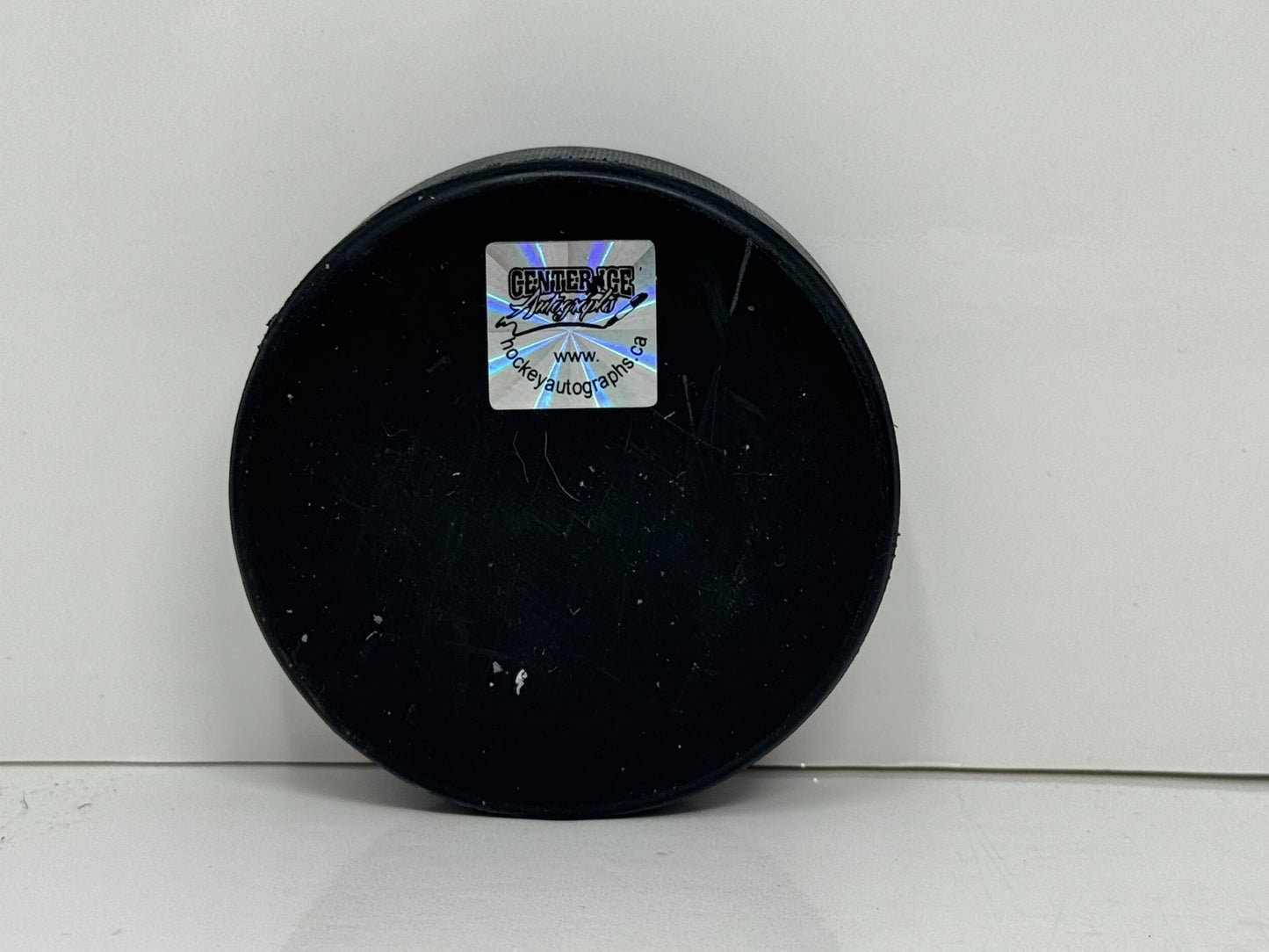 John Garrett Minnesota Fighting Saints Signed NHL Autograph Puck Silver Auto