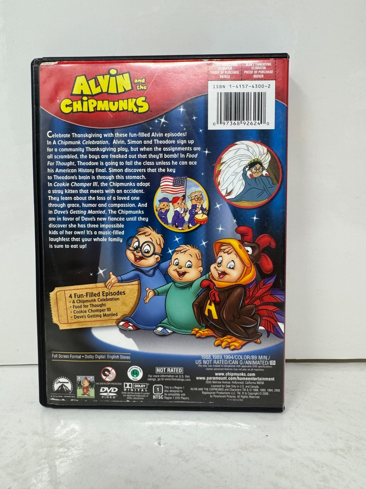 Alvin & The Chipmunks: Alvin's Thanksgiving (DVD) Kids Cartoon Good Condition!!!