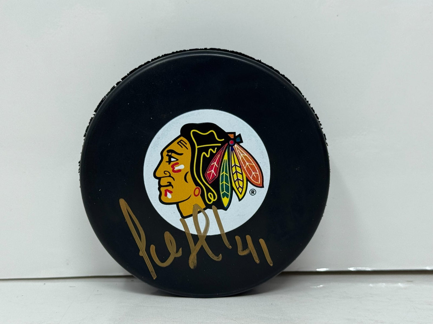 Jocelyn Thibault Chicago Blackhawks Signed NHL Autograph Puck Gold Auto