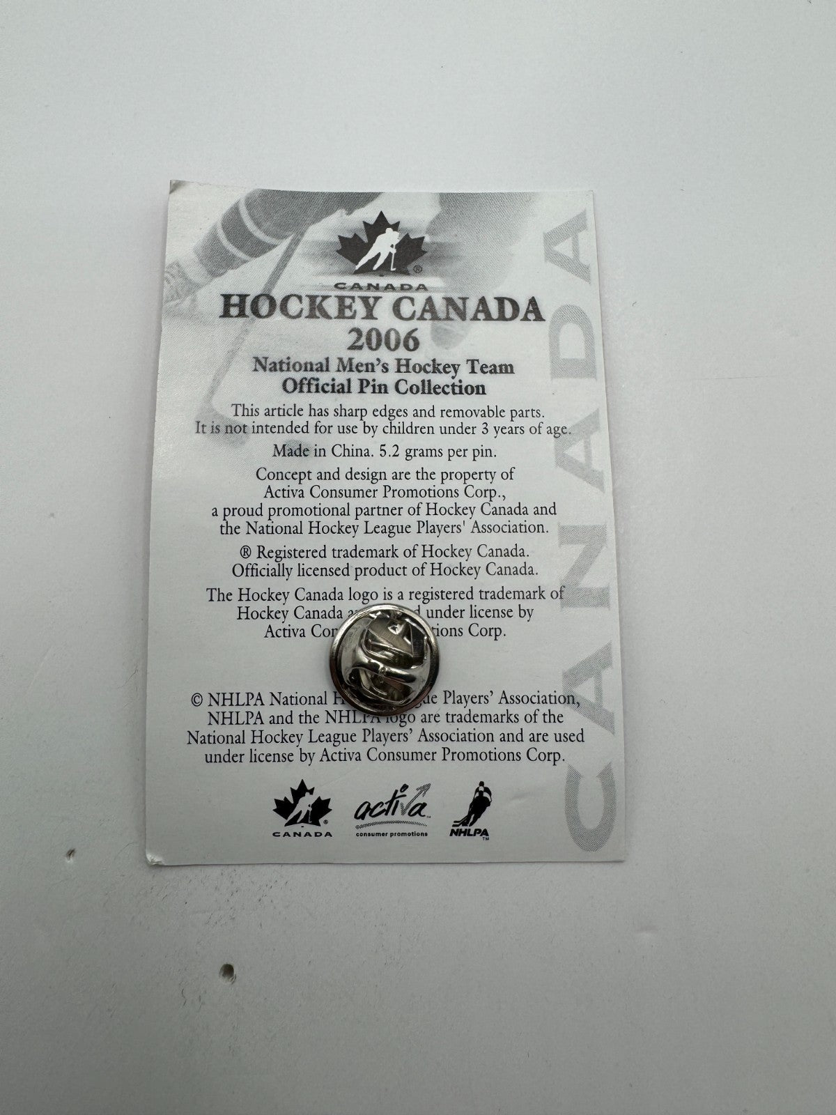 2006 Team Canada Shane Doan IIHF Hockey Lapel Pin