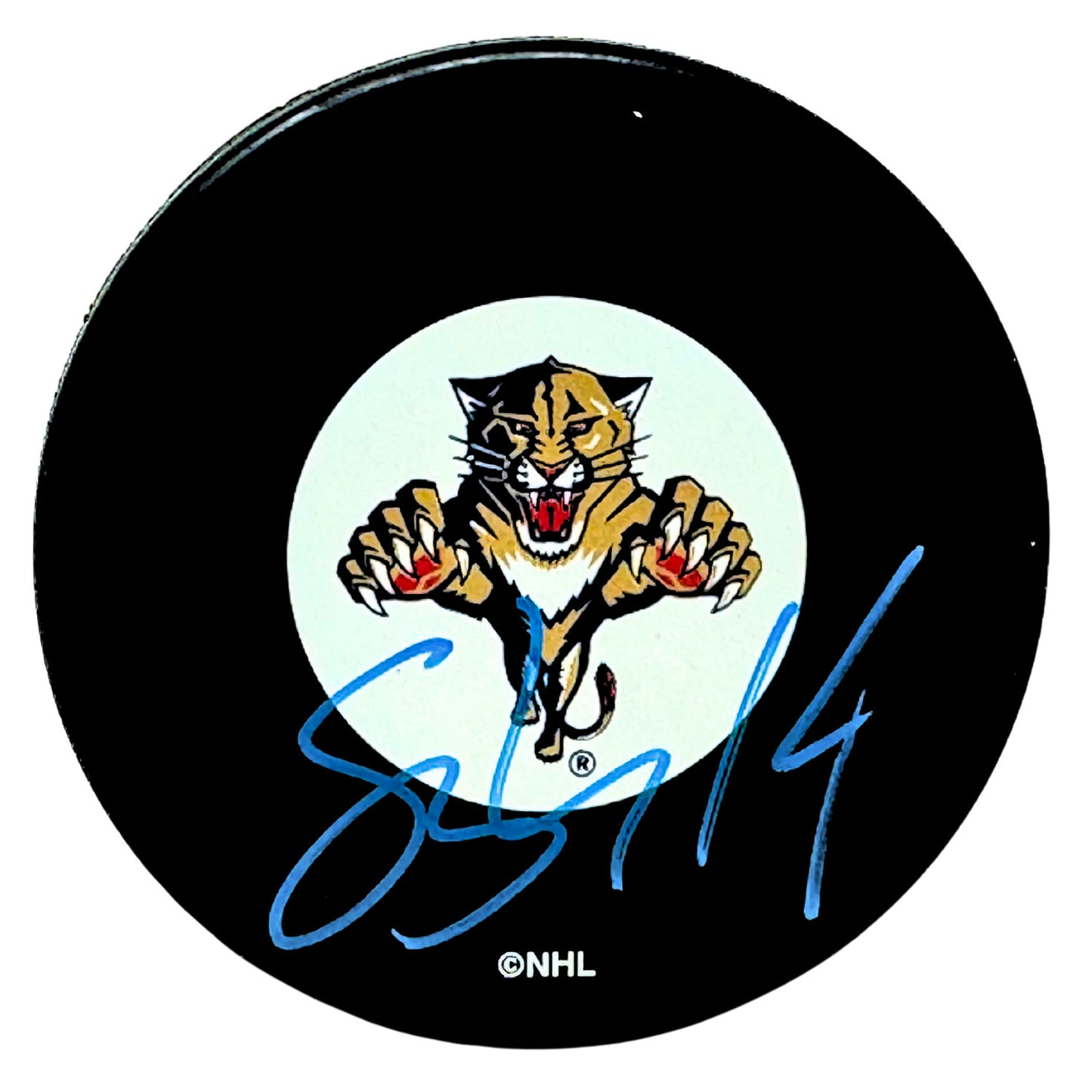 Stu Barnes Florida Panthers Signed NHL Autograph Puck Blue Auto