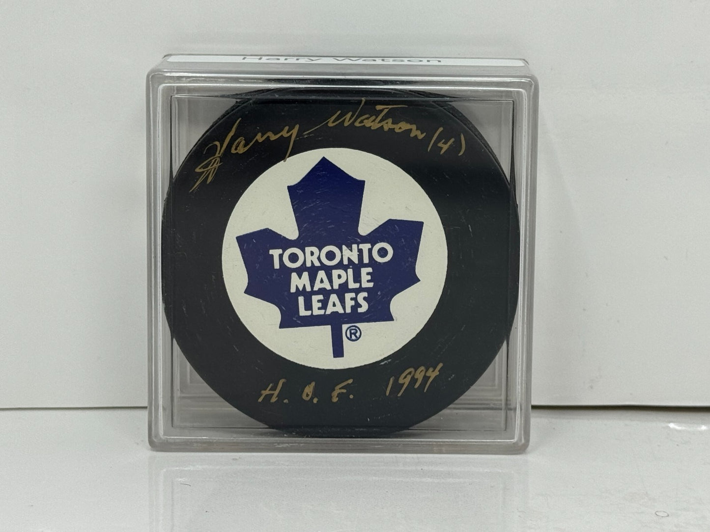 Harry Watson Toronto Maple Leafs Signed NHL Autograph Puck Gold Auto