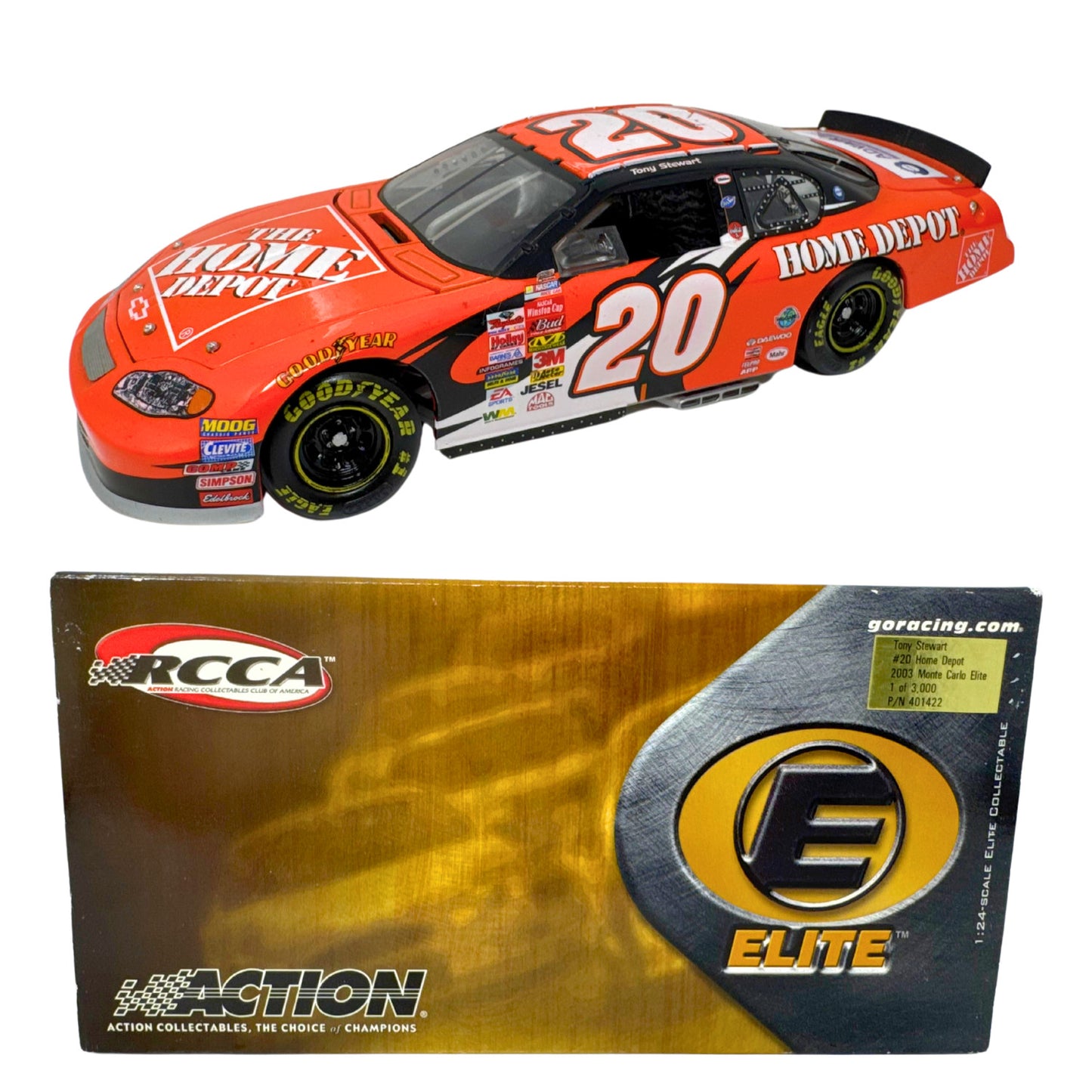 Action Nascar #20 Tony Stewart Home Depot 2003 Monte Carlo Elite 1:24 Diecast
