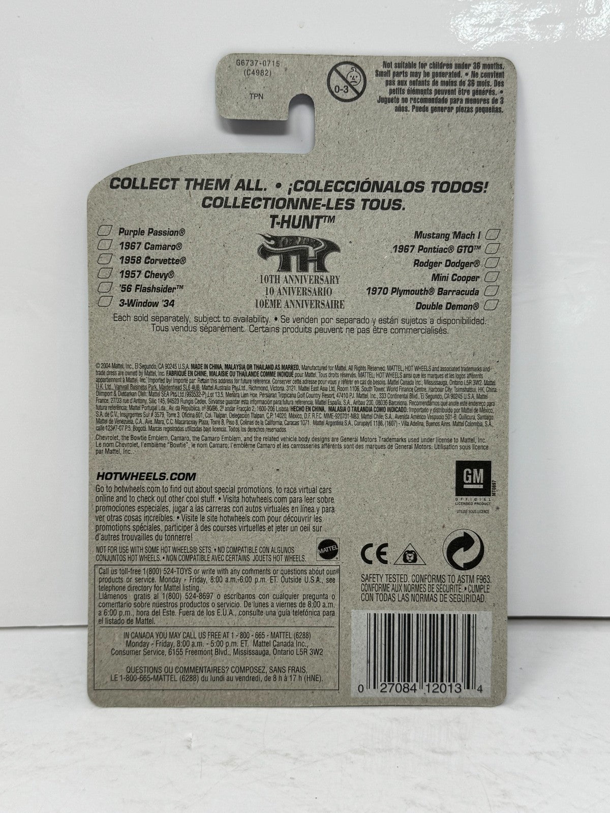 Hot Wheels T-Hunt 1967 Chevy Camaro 1:64 Diecast Real Riders