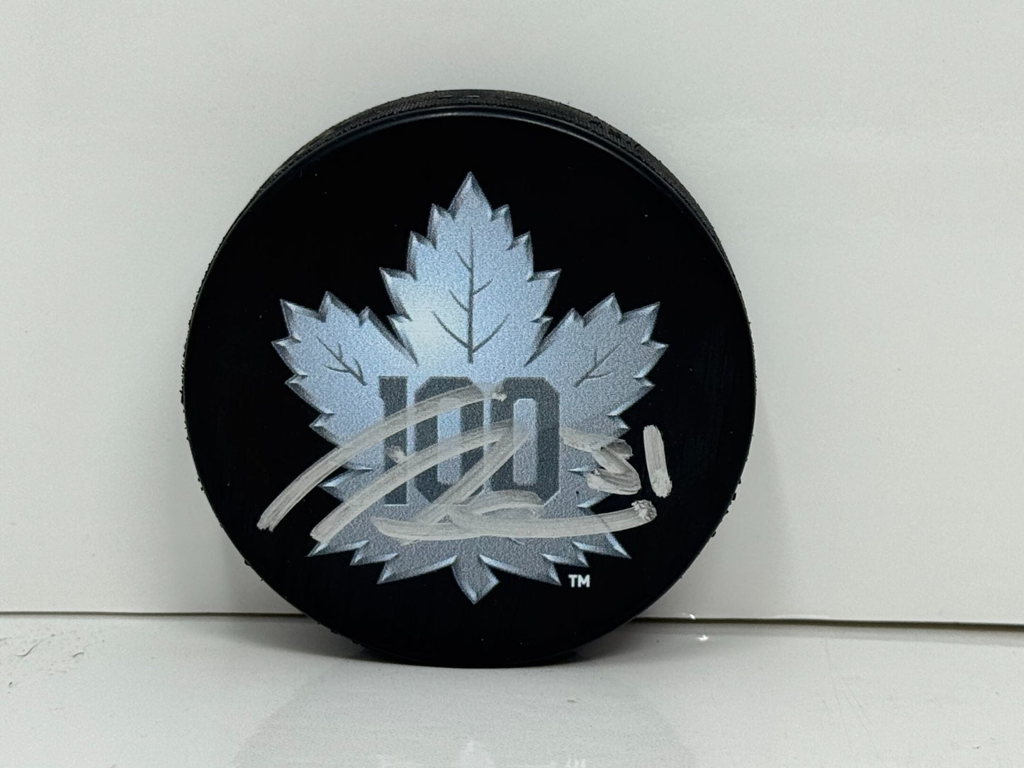 Frederik Andersen Toronto Maple Leafs Signed NHL Autograph Puck Silver Auto