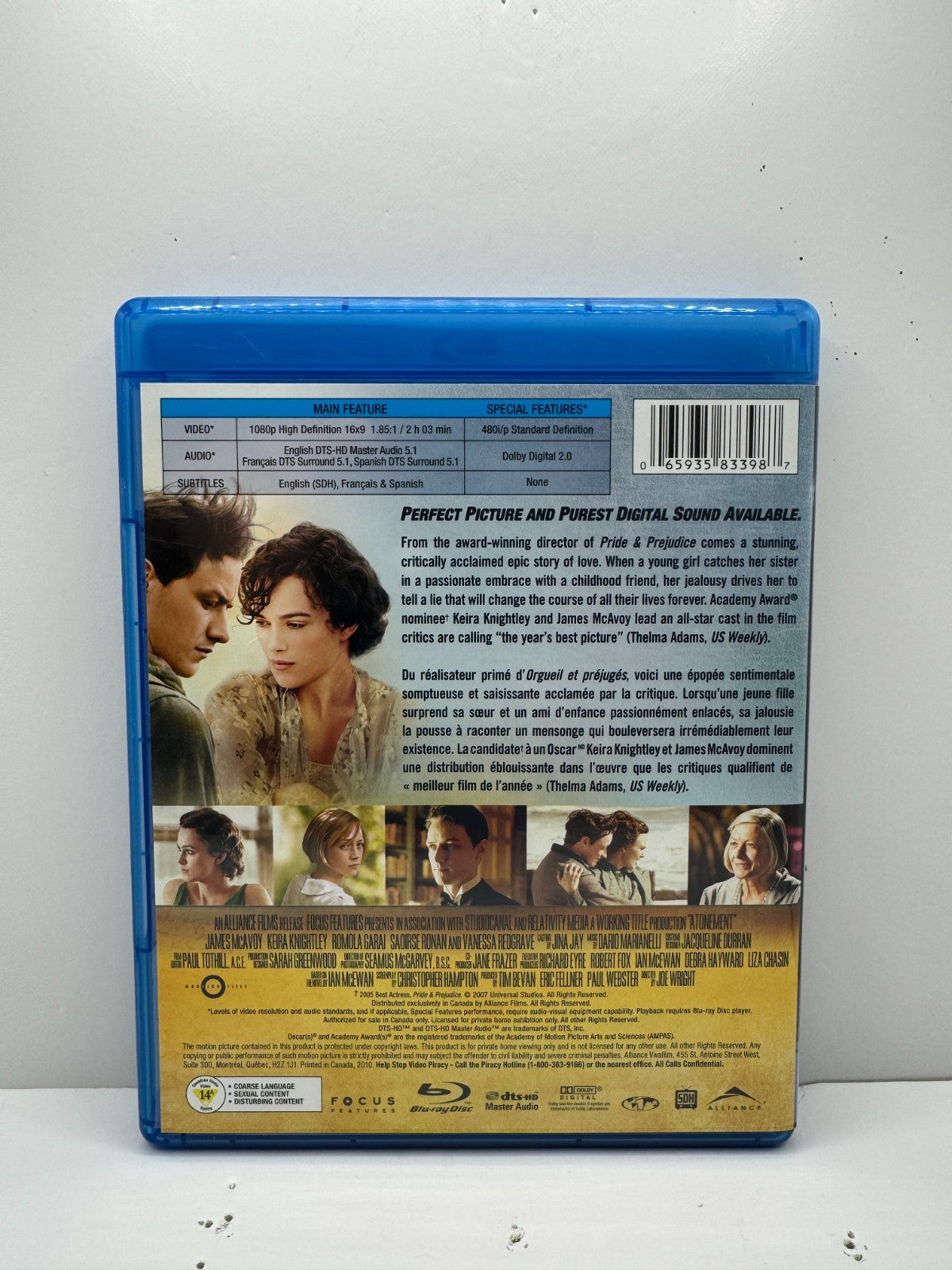 Atonement (Blu-ray) Keira Knightley Drama Good Condition!!!