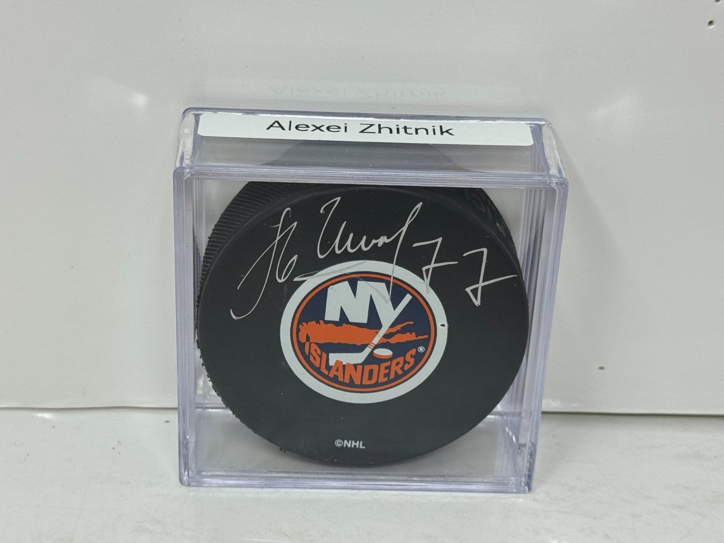 Alexei Zhitnik New York Islanders Signed NHL Autograph Puck Silver Auto