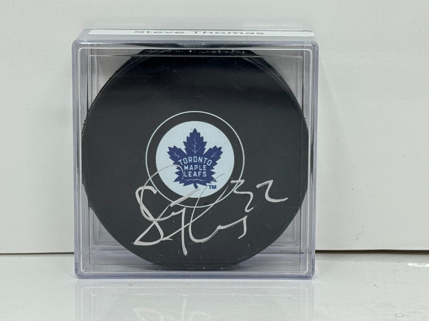 Steve Thomas Toronto Maple Leafs Signed NHL Autograph Puck Silver Auto