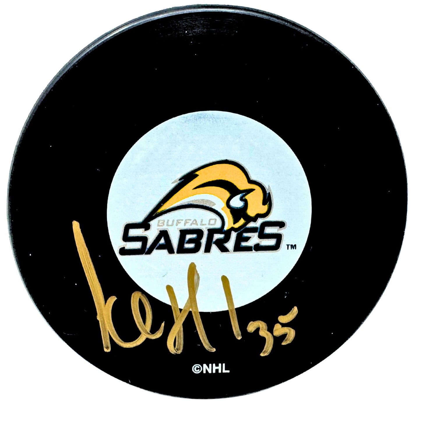 Jocelyn Thibault Buffalo Sabres Signed NHL Autograph Puck Gold Auto