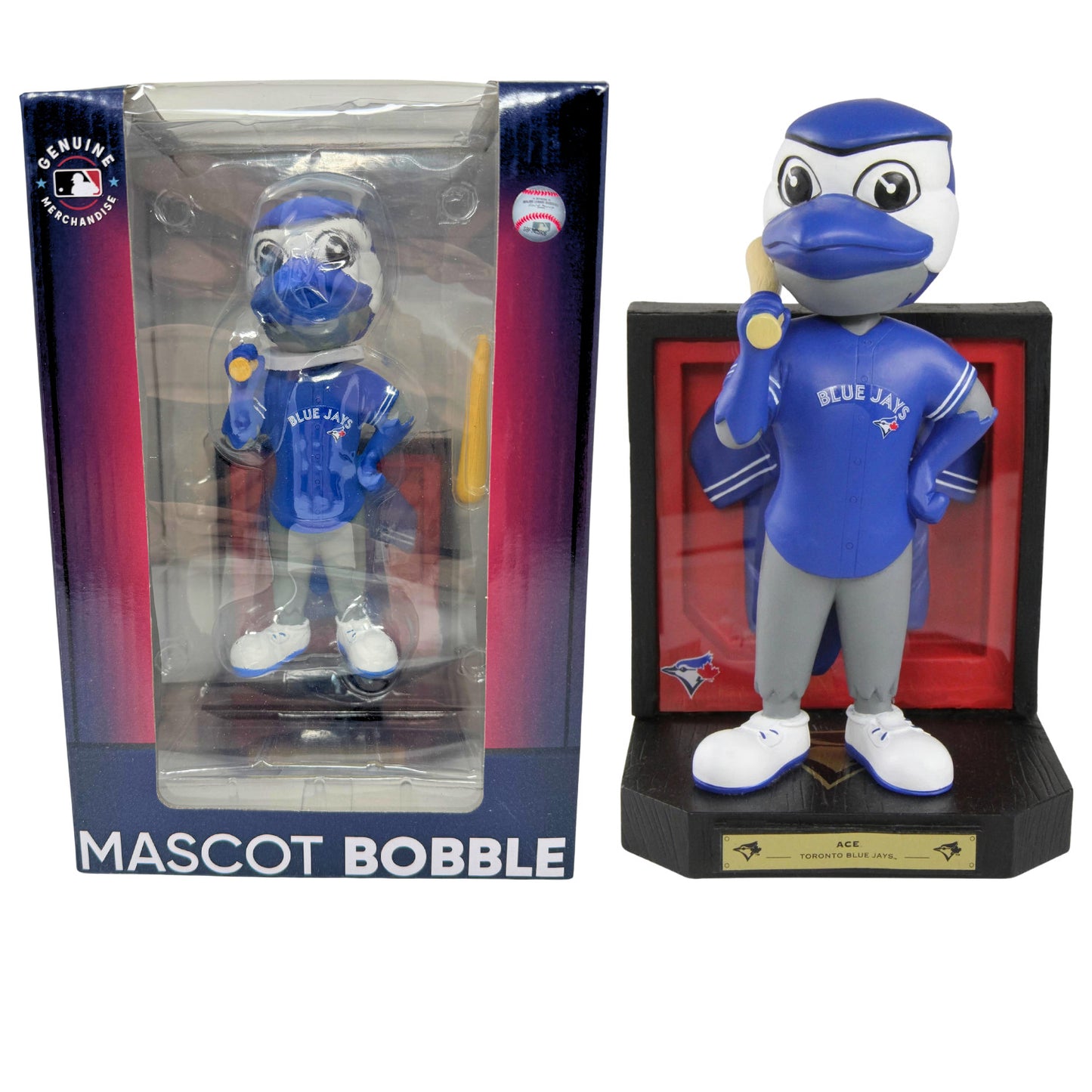 FOCO MLB Toronto Blue Jays Ace Mascot Framed Jersey Mascot Bobblehead