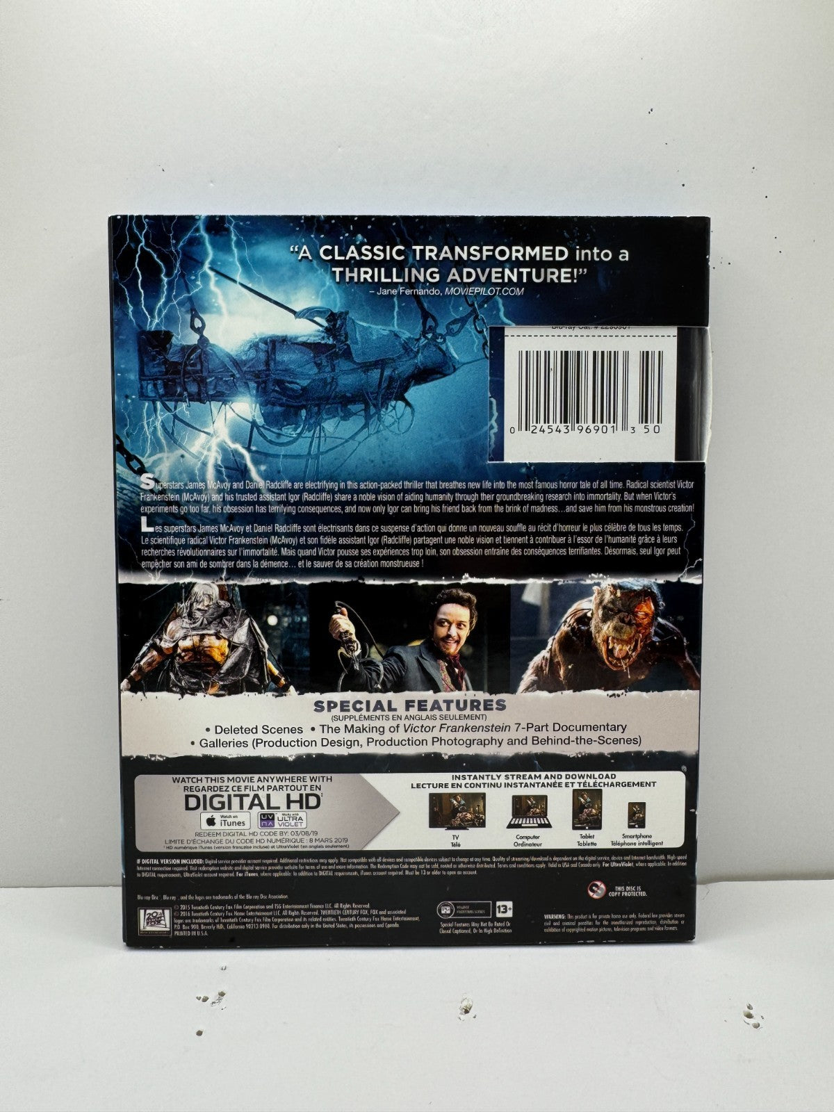 Victor Frankenstein (Blu-ray) James McAvoy Sci-Fi Good Condition!!!