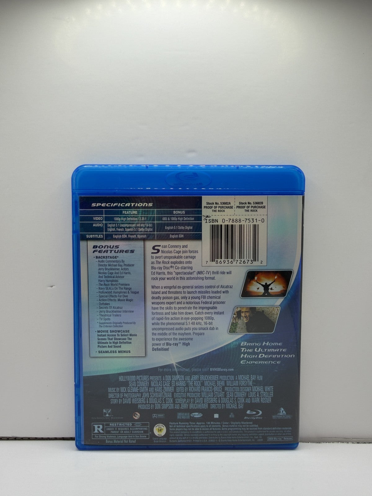 The Rock (Blu-ray) Sean Connery Nicolas Cage Ed Harris Action Thriller