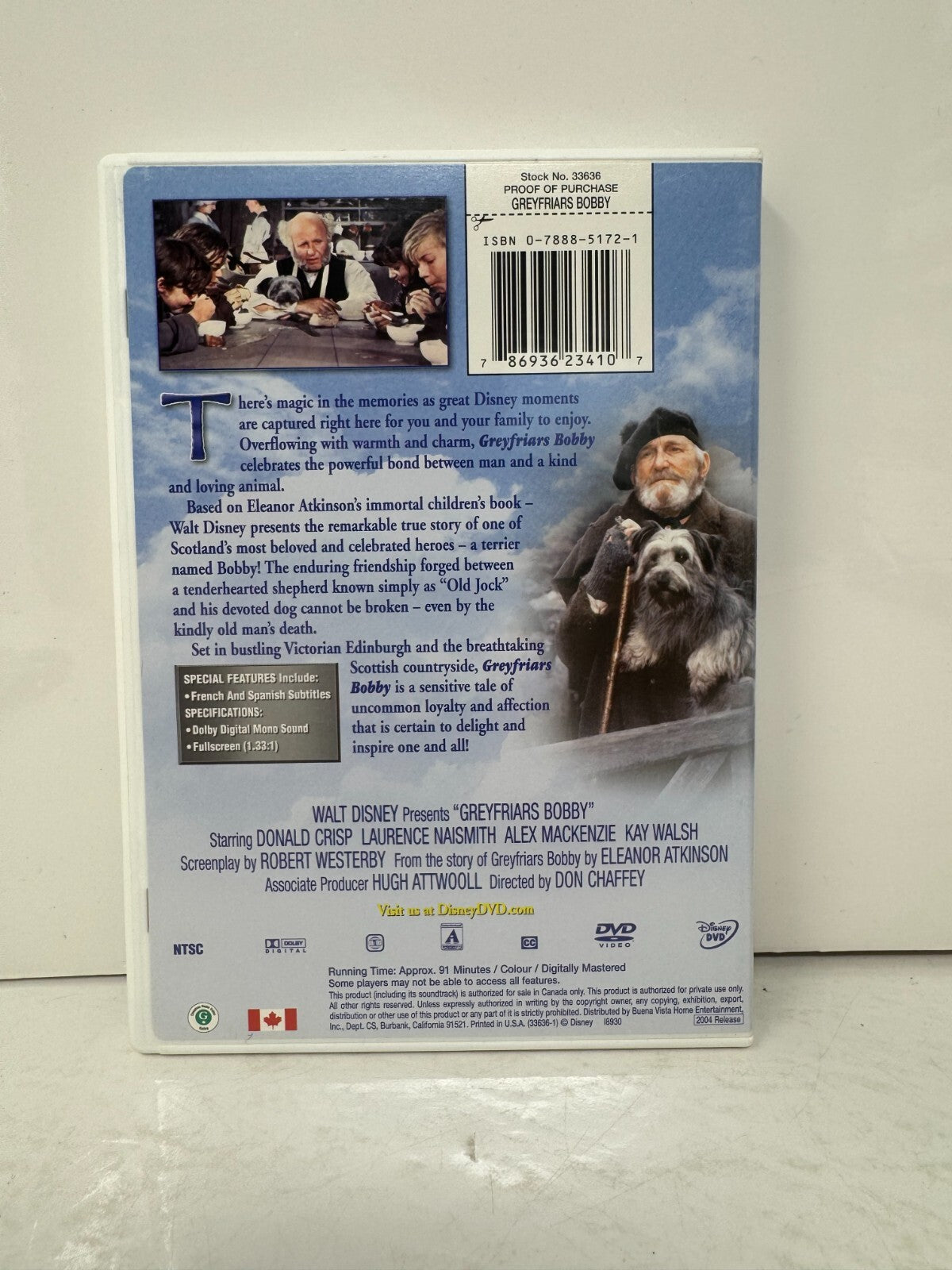 Greyfriars Bobby: True Story of a Dog (DVD) Disney Live Action Good Condition!!!