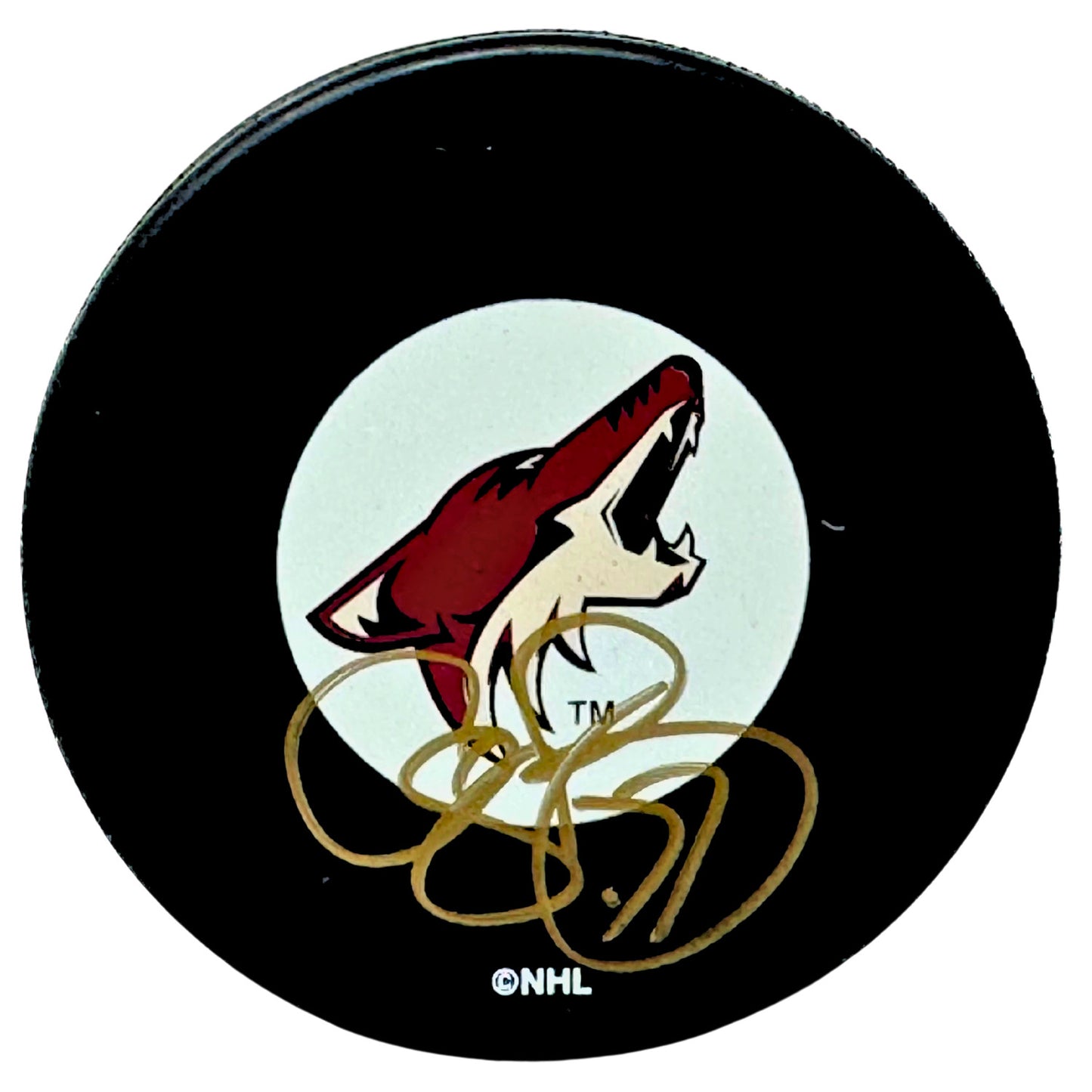 Cliff Ronning Phoenix Coyotes Signed NHL Autograph Puck Gold Auto