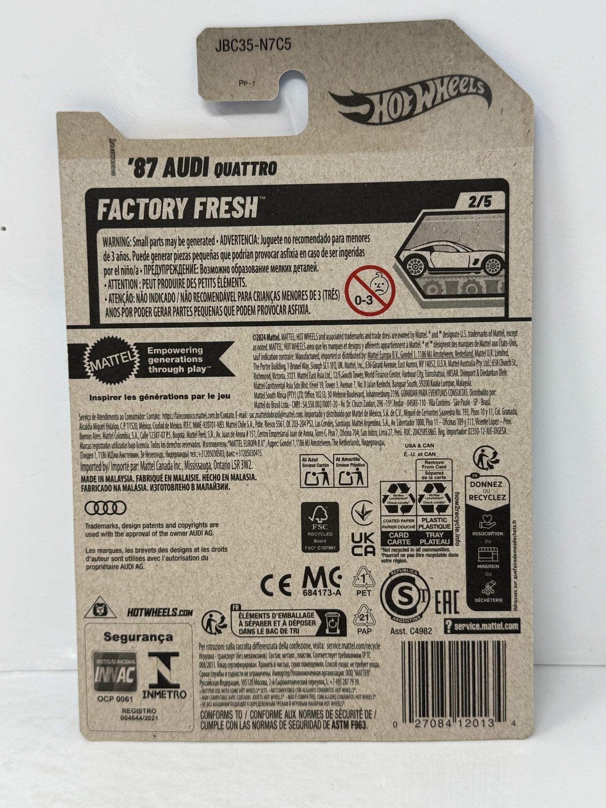 Hot Wheels Super Treasure Hunt 1987 Audi Quattro Factory Fresh 1:64 Diecast