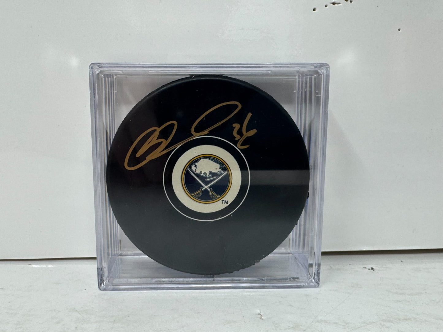 Matthew Barnaby Buffalo Sabres Signed NHL Autograph Puck Gold Auto
