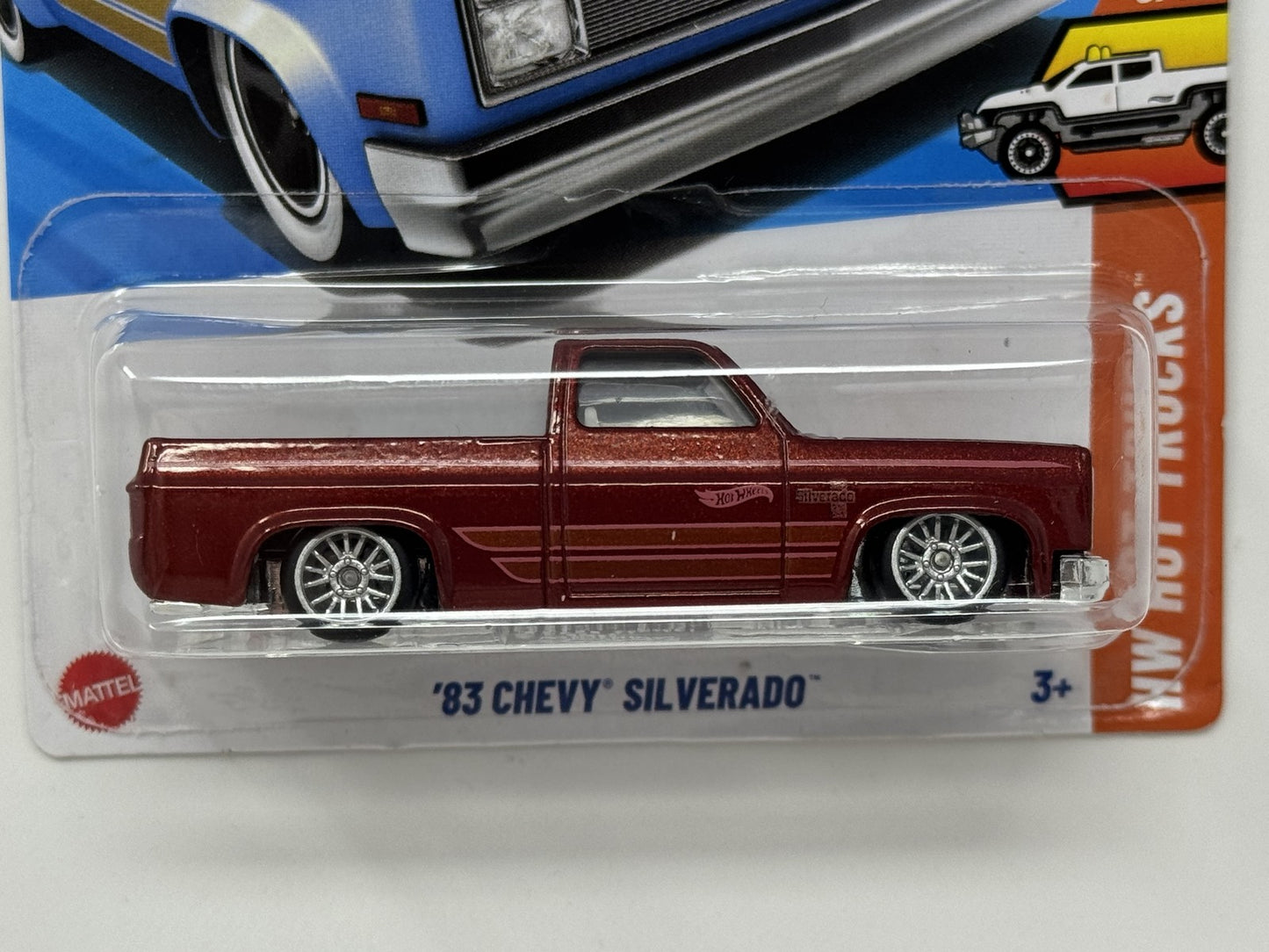 Hot Wheels Hot Trucks 1983 Chevy Silverado 1:64 Diecast Red Custom Real Riders