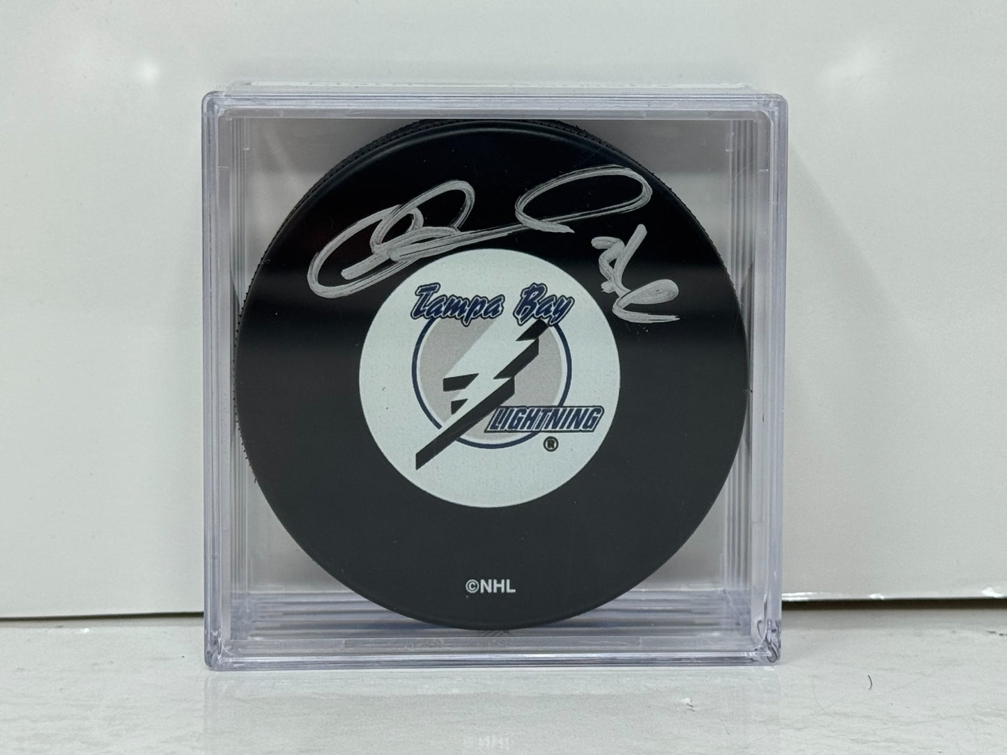 Matthew Barnaby Tampa Bay Lightning Signed NHL Autograph Puck Silver Auto