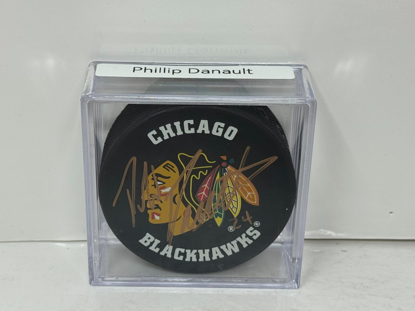 Phillip Danault Chicago Blackhawks Signed NHL Autograph Puck Gold Auto