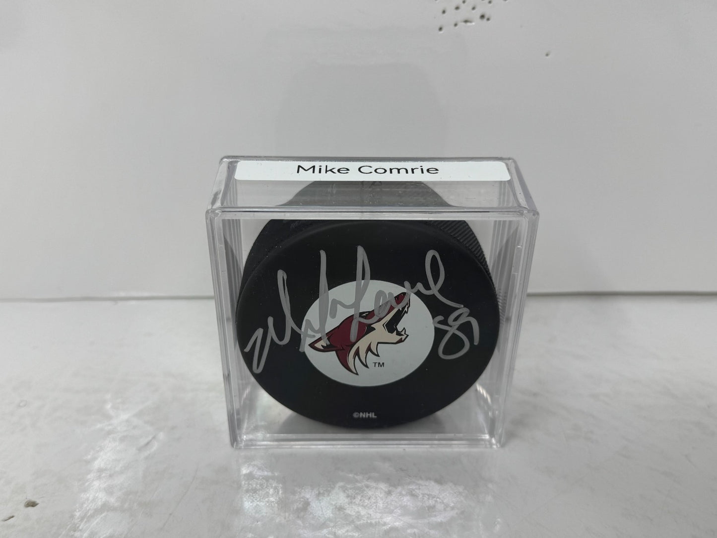 Mike Comrie Phoenix Coyotes Signed NHL Autograph Puck Silver Auto