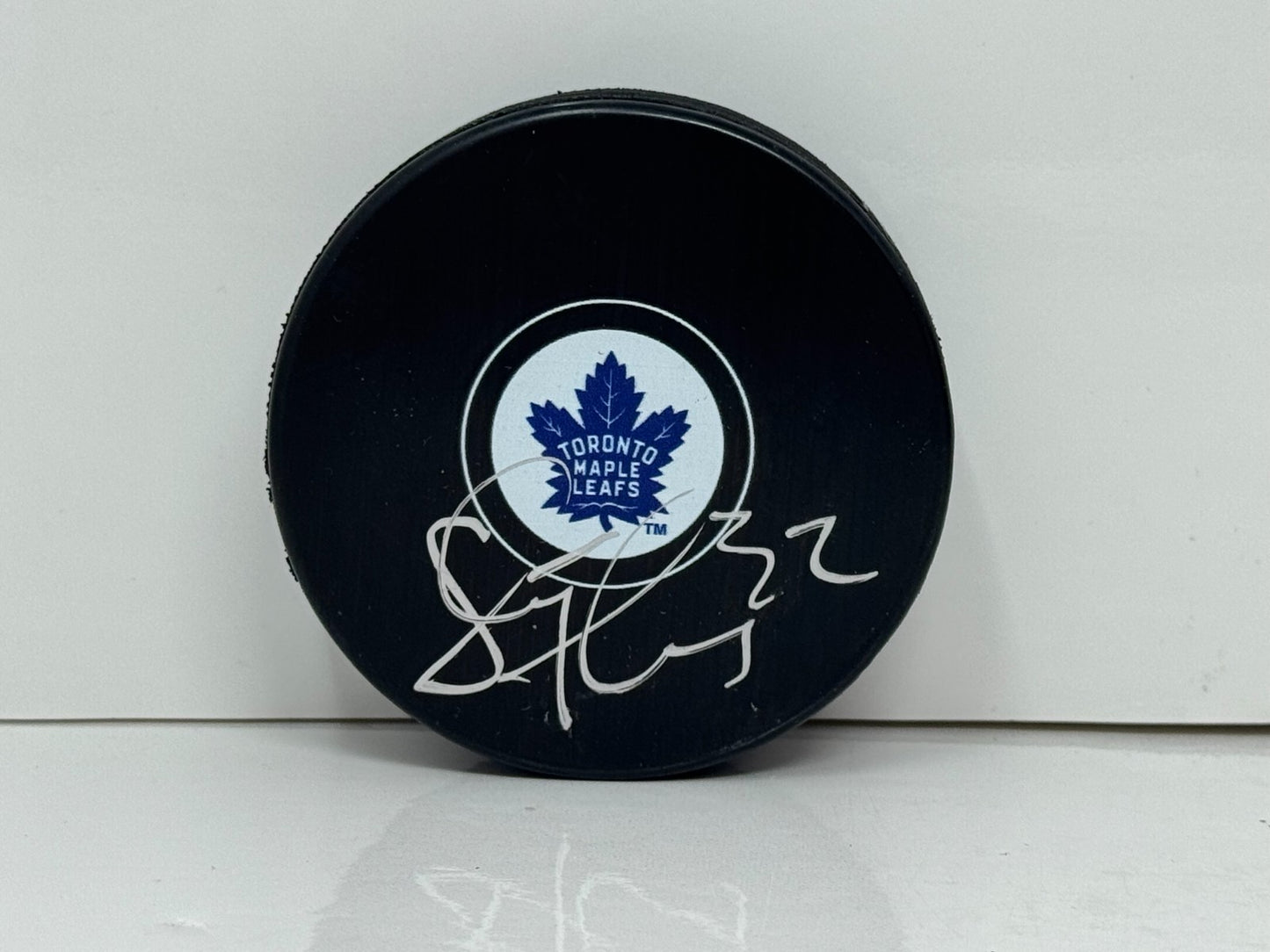 Steve Thomas Toronto Maple Leafs Signed NHL Autograph Puck Silver Auto