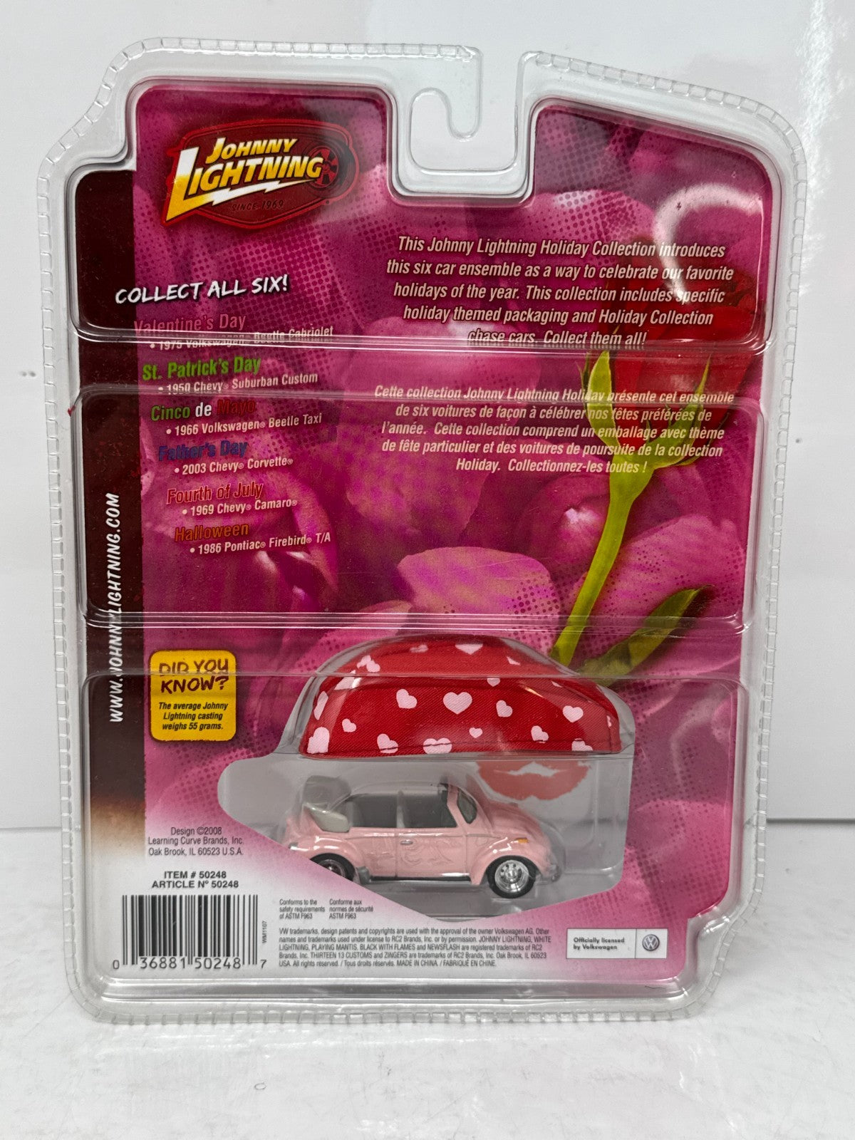 Johnny Lightning Valentine's Day 1975 Volkswagen Beetle Cabriolet 1:64 Diecast