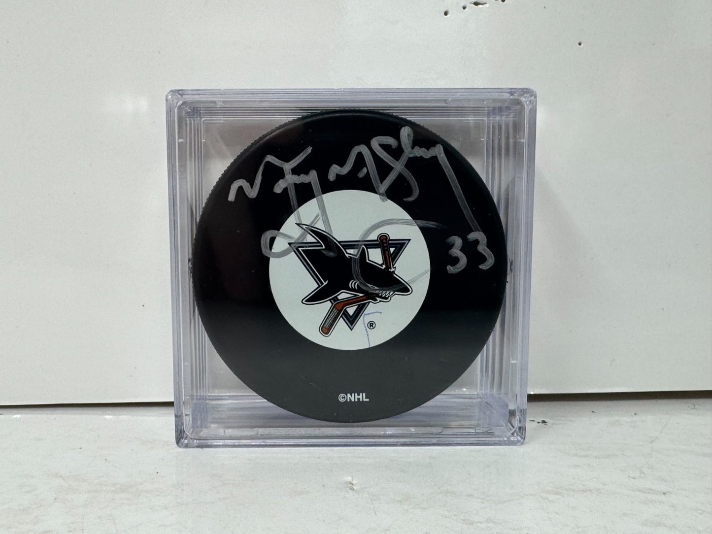 Marty McSorley San Jose Sharks Signed NHL Autograph Puck Silver Auto