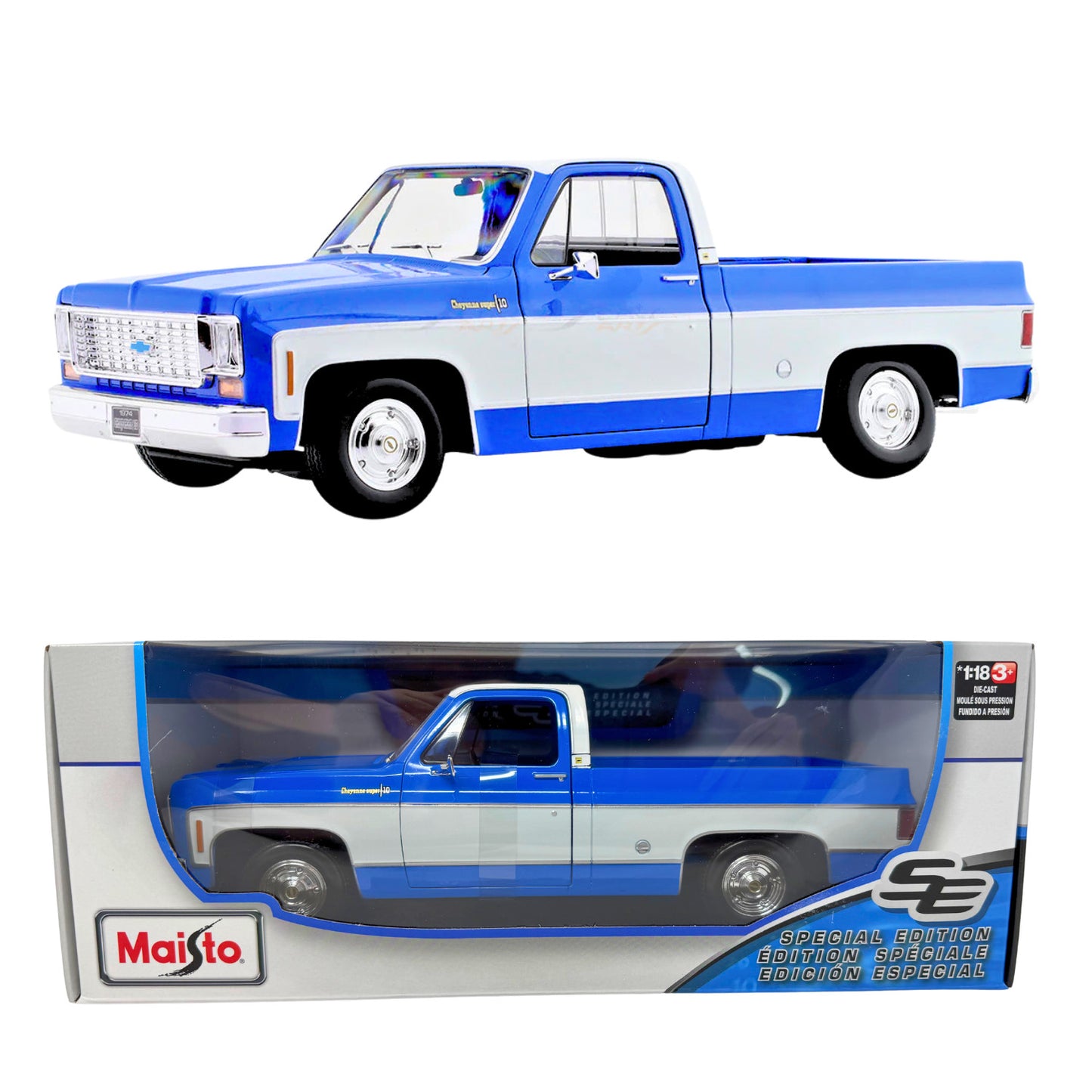 Maisto 1974 Chevrolet C10 Cheyenne Super Squarebody Special Edition 1:18 Diecast