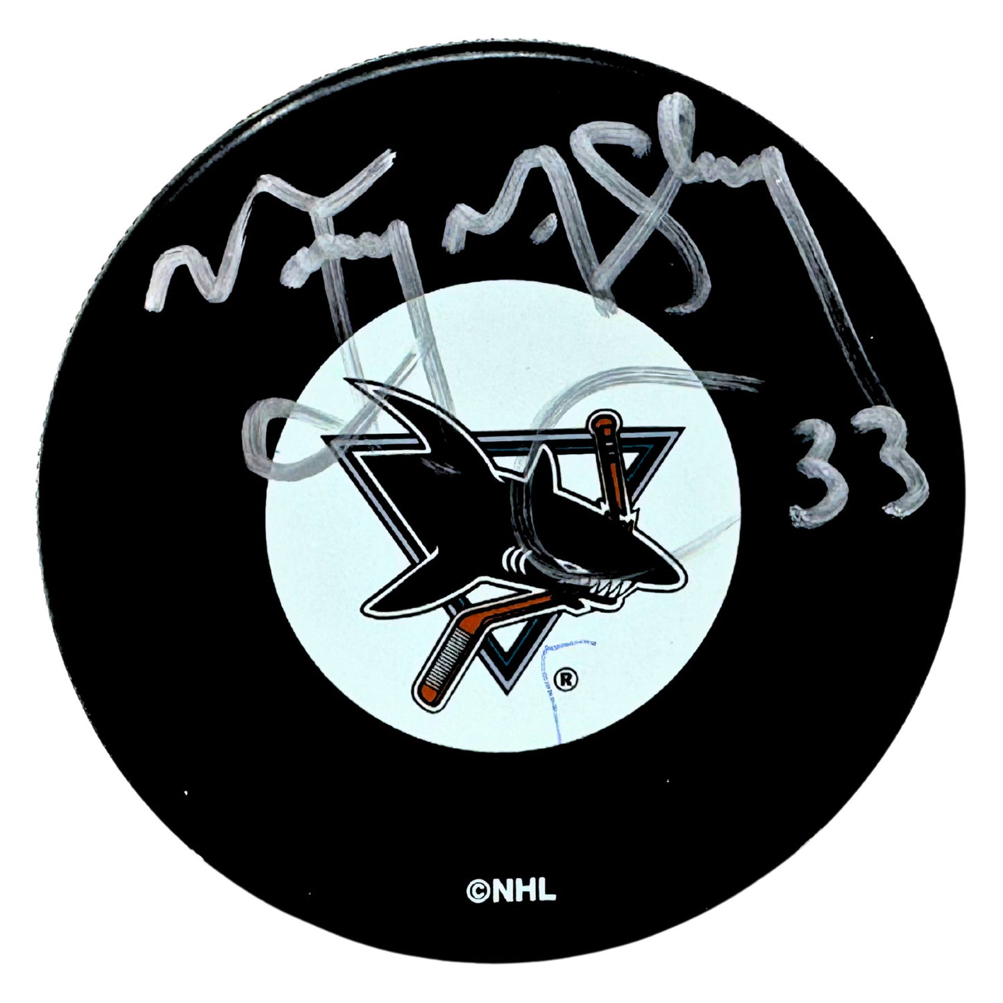 Marty McSorley San Jose Sharks Signed NHL Autograph Puck Silver Auto