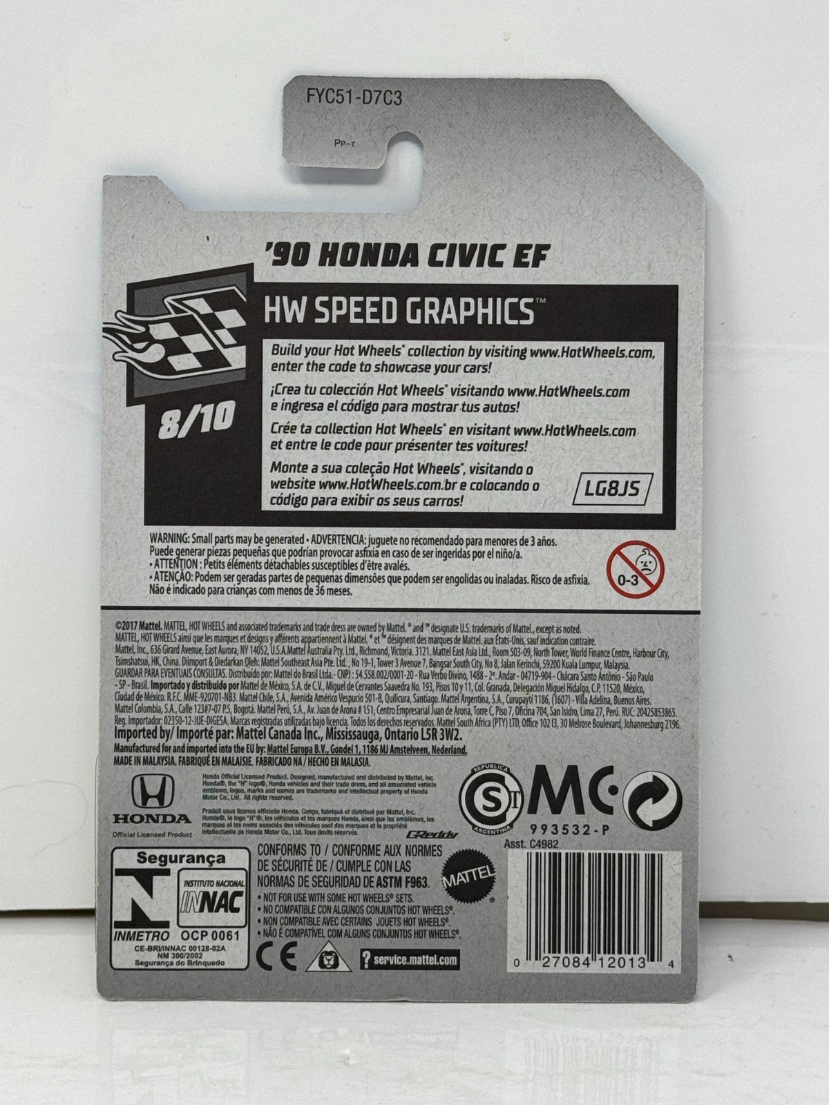 Hot Wheels HW Speed Graphics 1990 Honda Civic EF JDM 1:64 Diecast