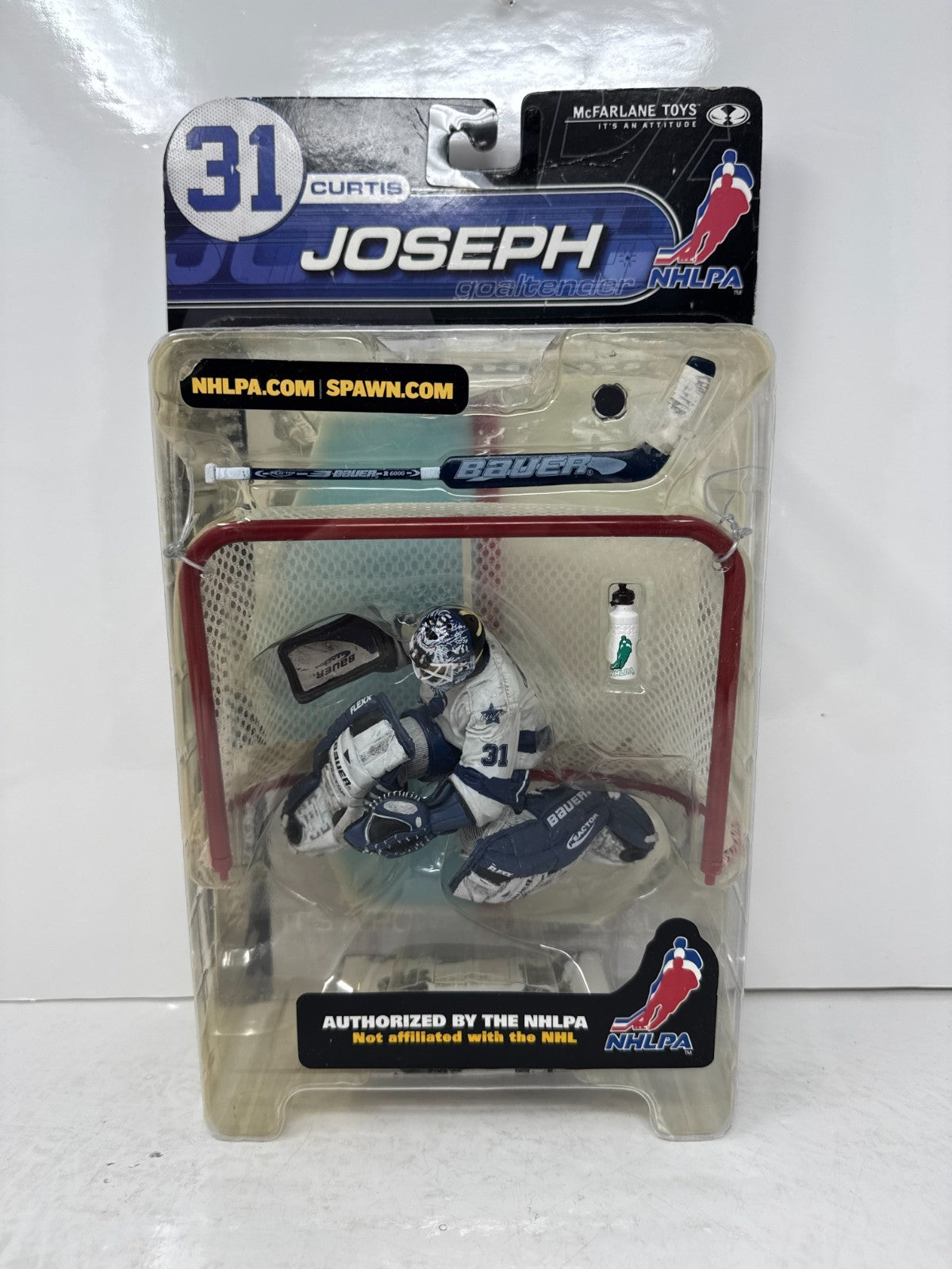 McFarlane NHLPA Curtis Joseph Toronto Maple Leafs White Jersey NHLPA Logo Figure