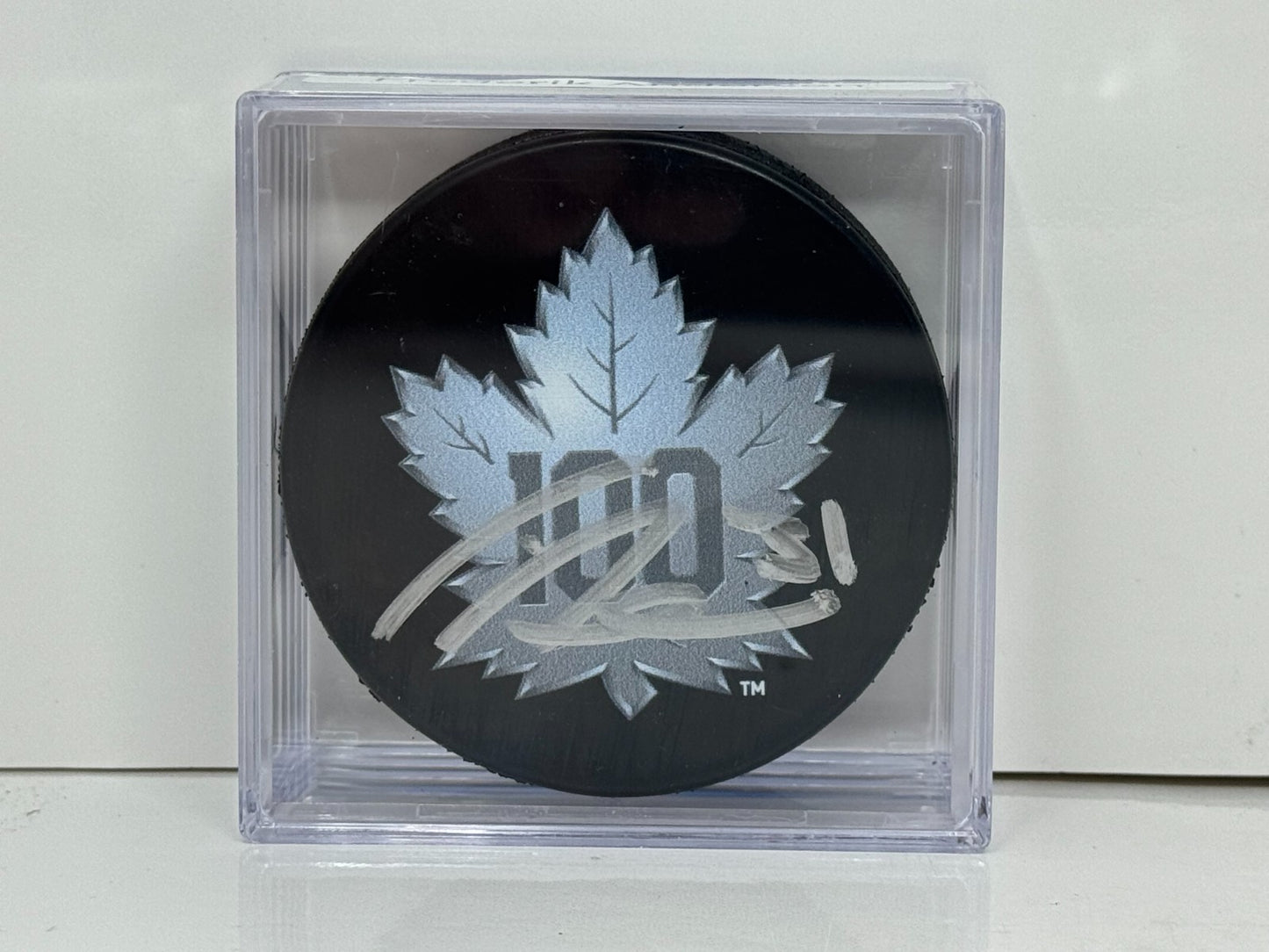 Frederik Andersen Toronto Maple Leafs Signed NHL Autograph Puck Silver Auto