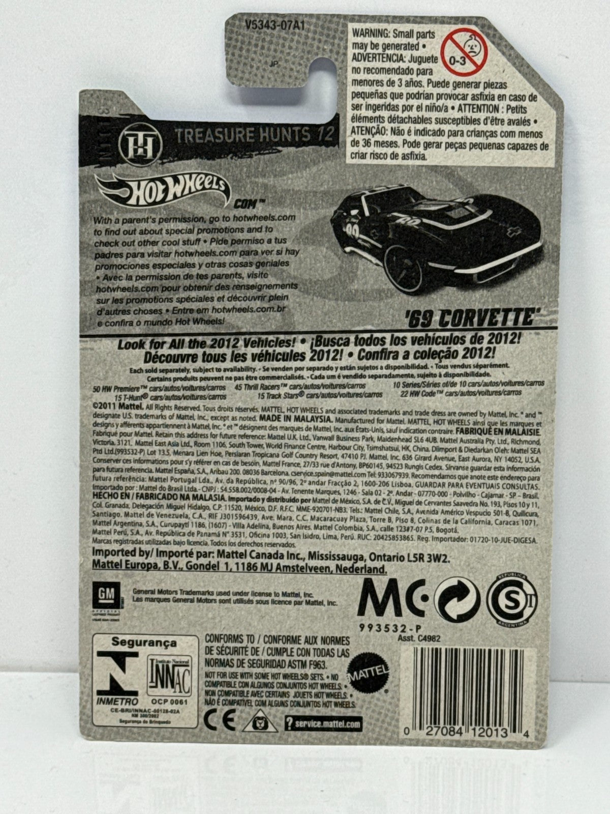 Hot Wheels Treasure Hunts 1969 Corvette 1:64 Diecast