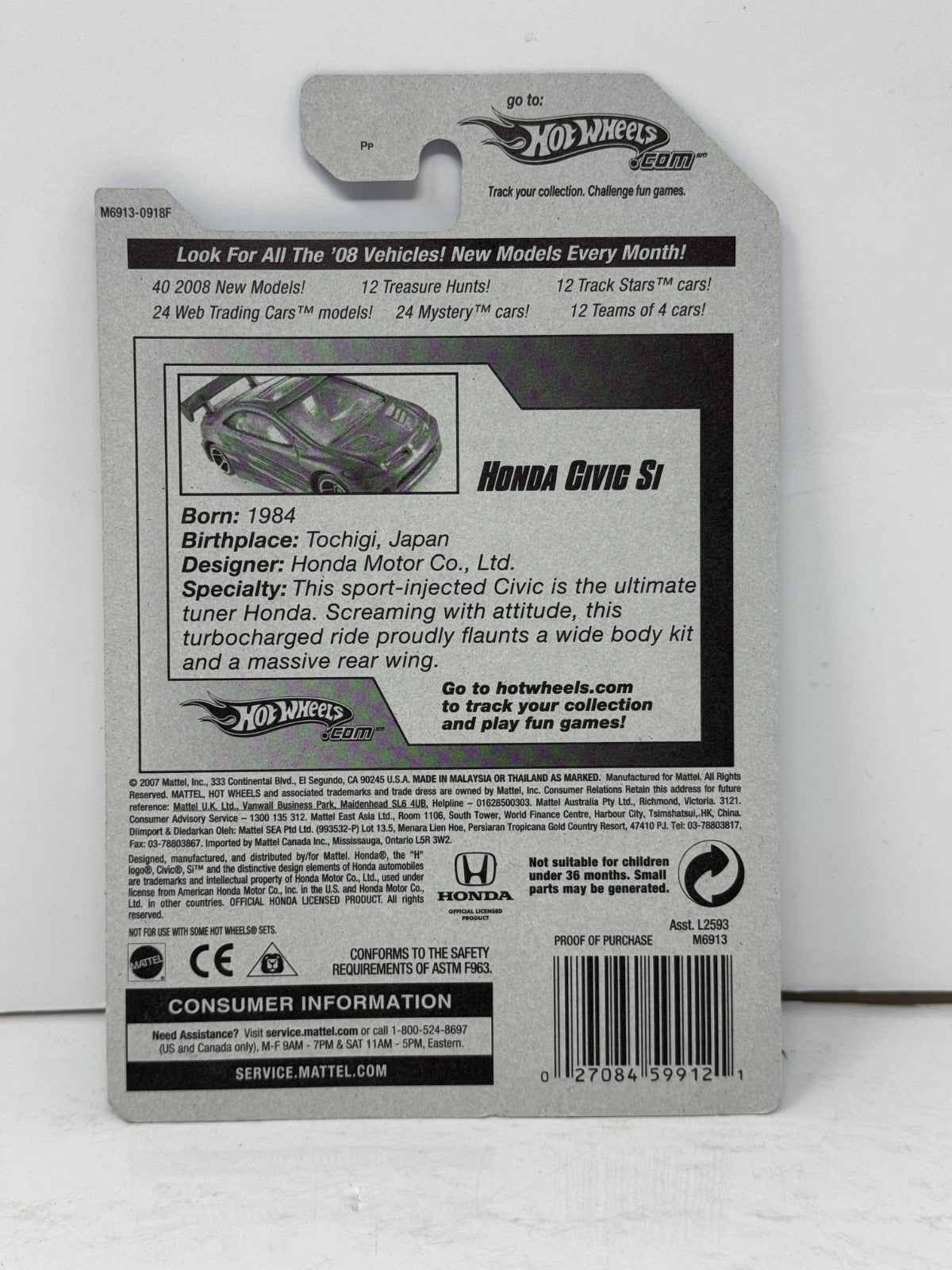 Hot Wheels 2008 All Stars Honda Civic Si JDM 1:64 Diecast
