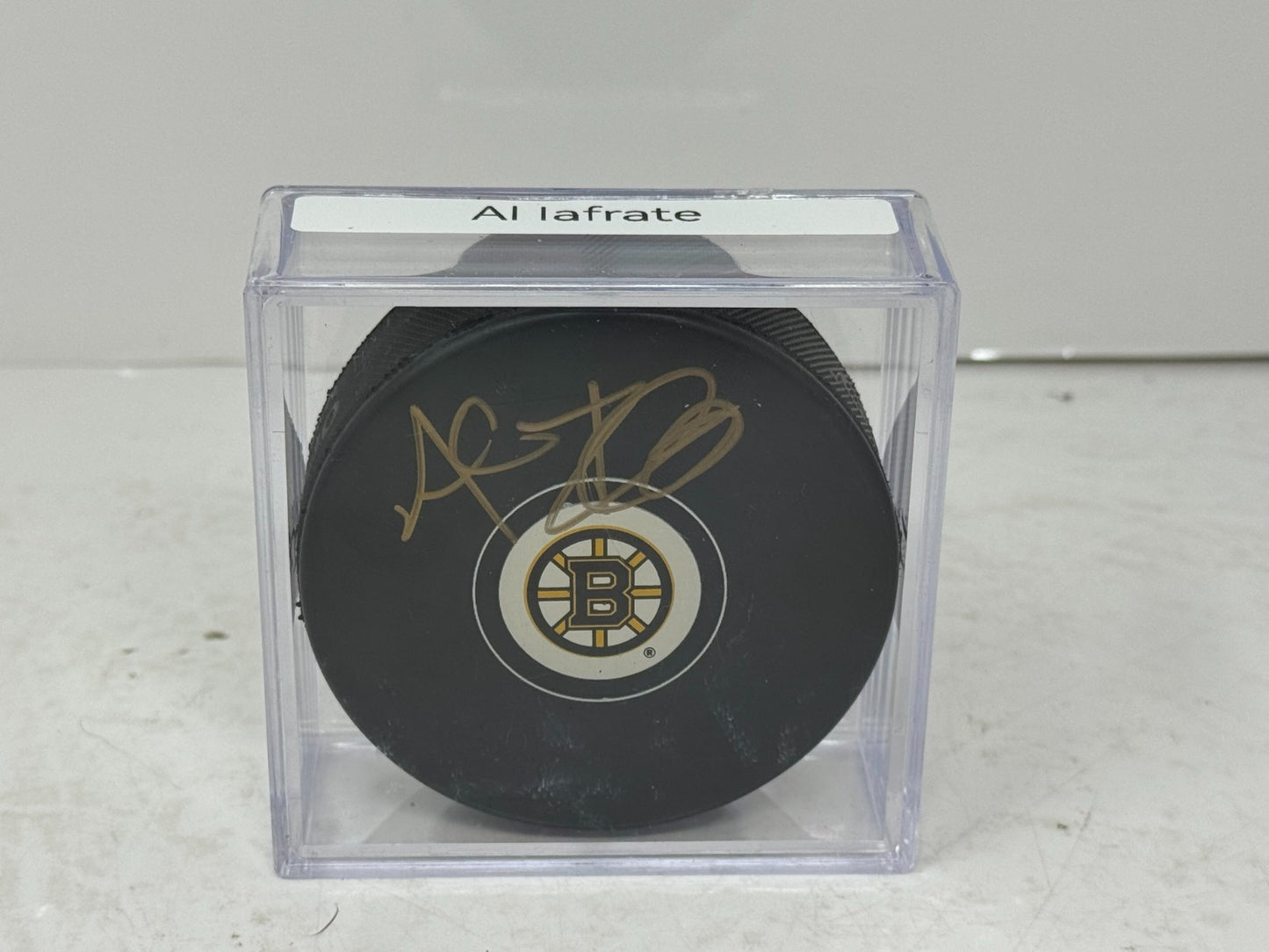 Al Iafrate Boston Bruins Signed NHL Autograph Puck Gold Auto