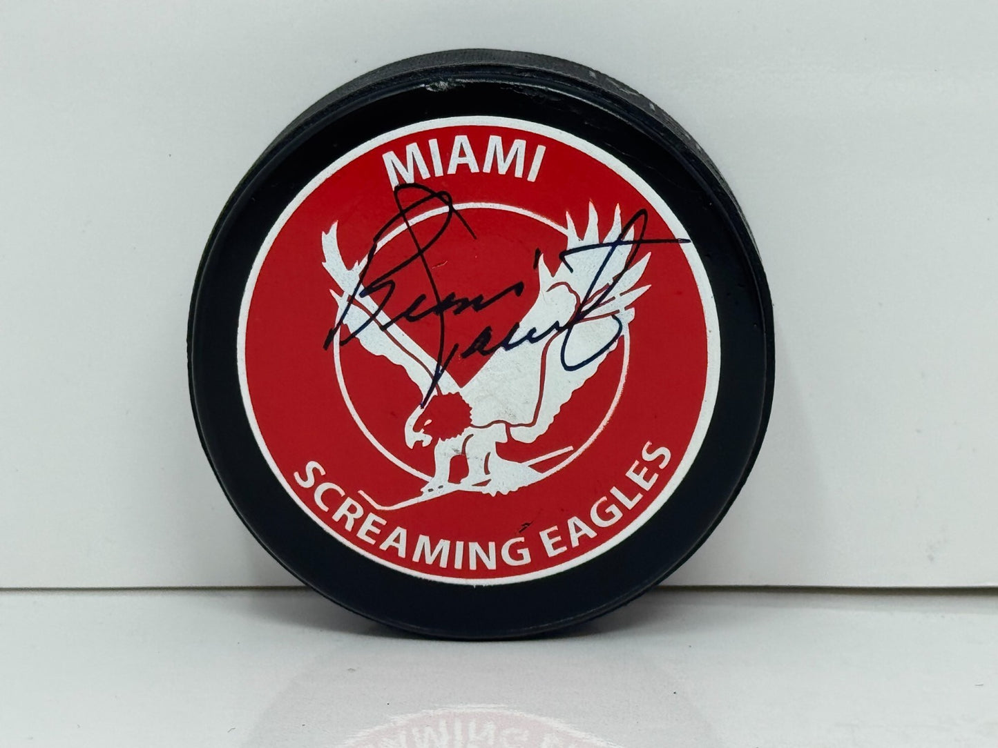 Bernie Parent Miami Screaming Eagles Signed NHL Autograph Puck Auto