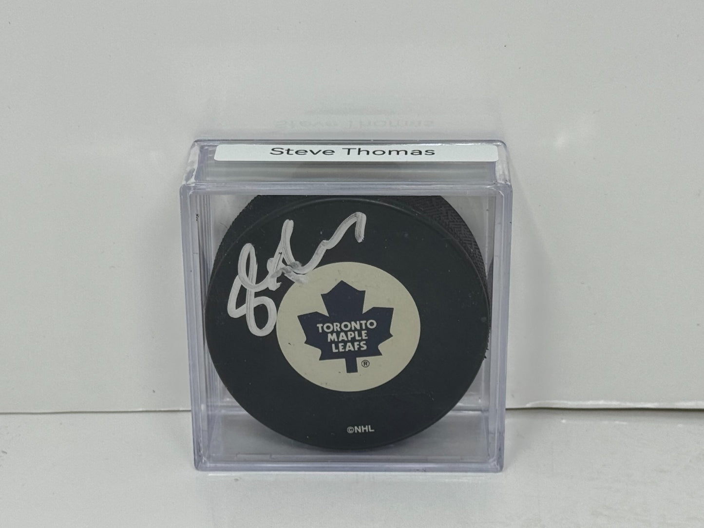 Steve Thomas Toronto Maple Leafs Signed NHL Autograph Puck Silver Auto