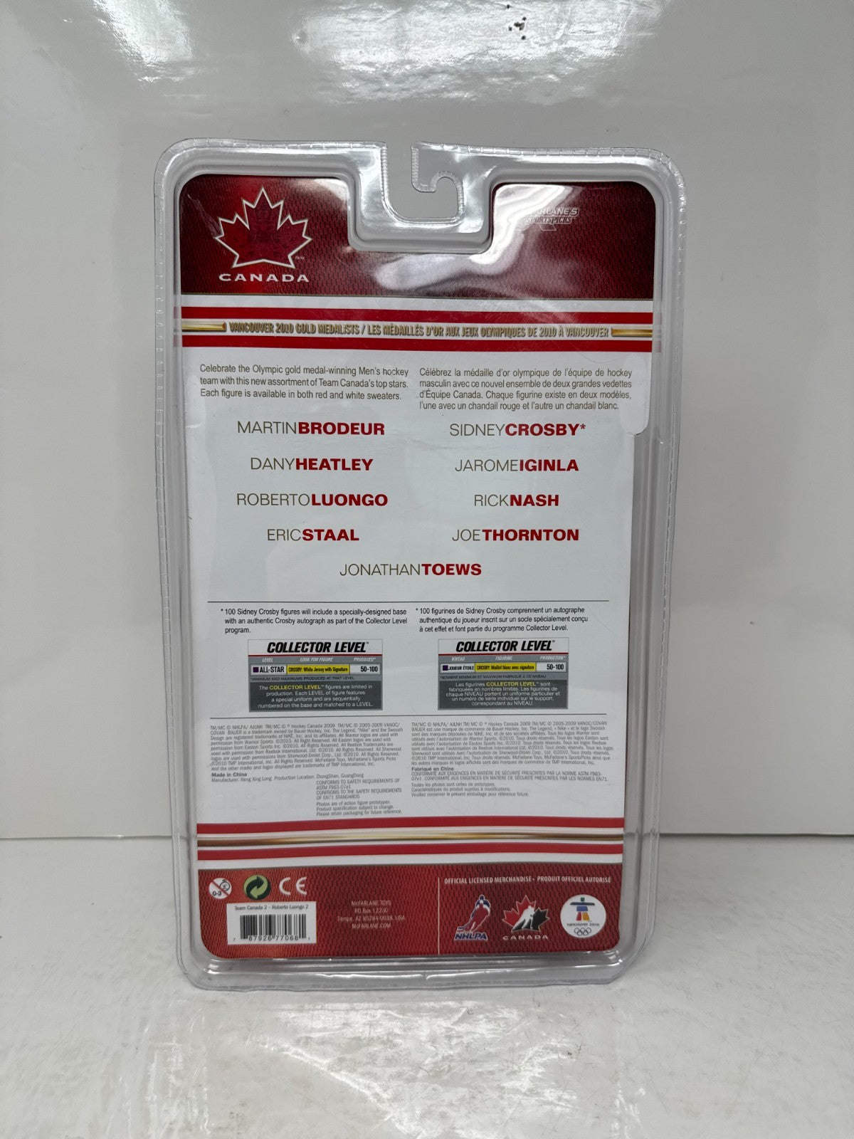 McFarlane NHL Roberto Luongo Team Canada Series 3 Figure 2010 Winter Olympics