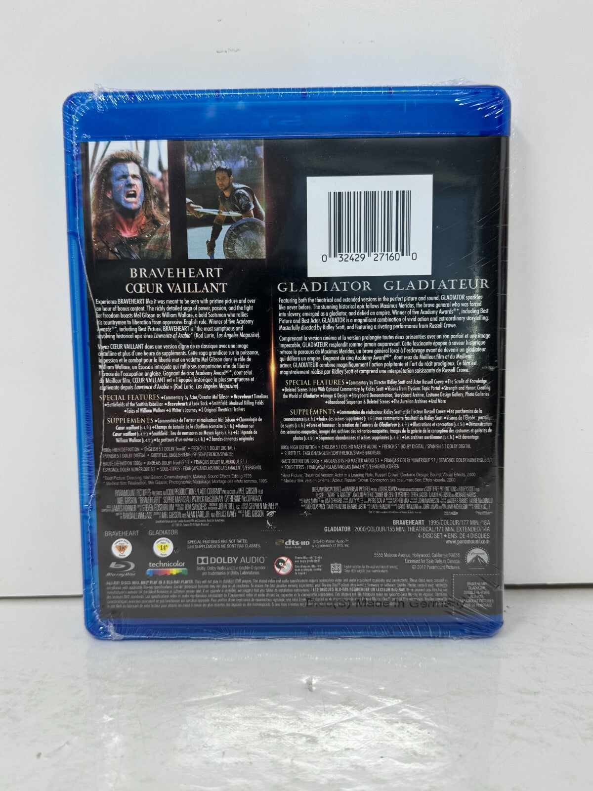 Braveheart / Gladiator (Blu-ray) Adventure Brand New and Sealed!!!